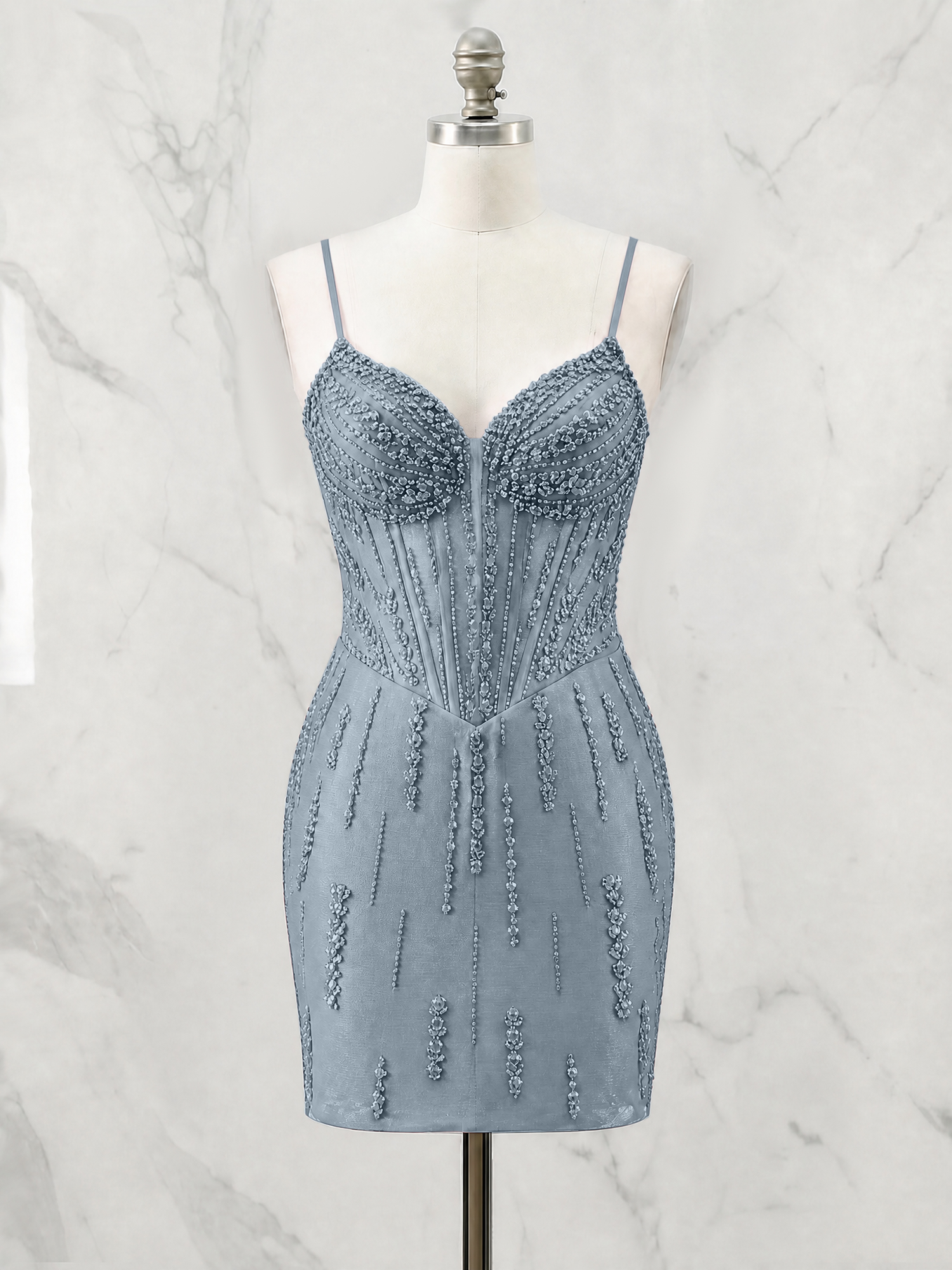Beaded Corset Bodycon Homecoming Dress Mini Dress