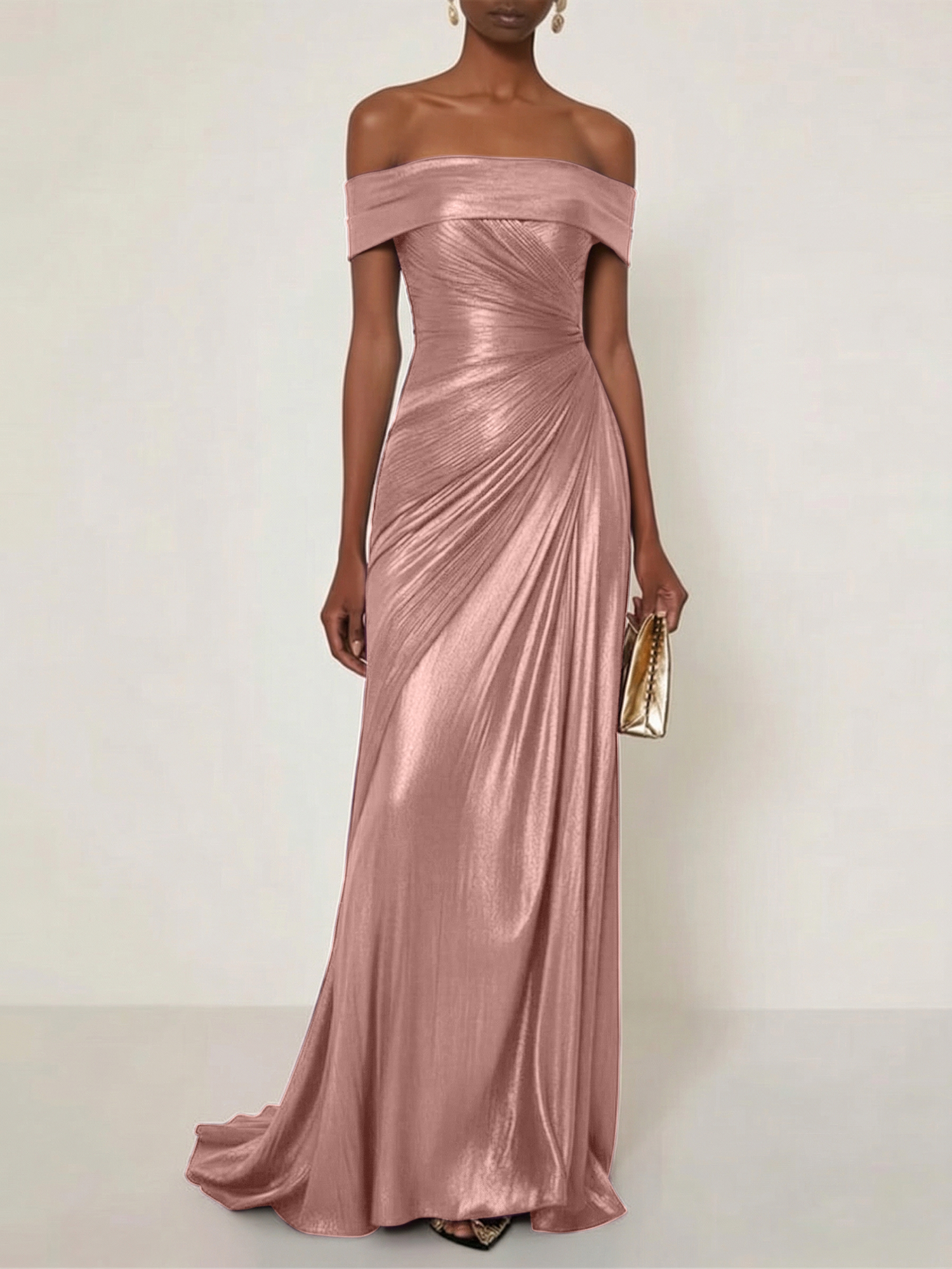 Evening Formal Dress Off the Shoulder Silver Silk Ruffles Strapless Maxi Dress