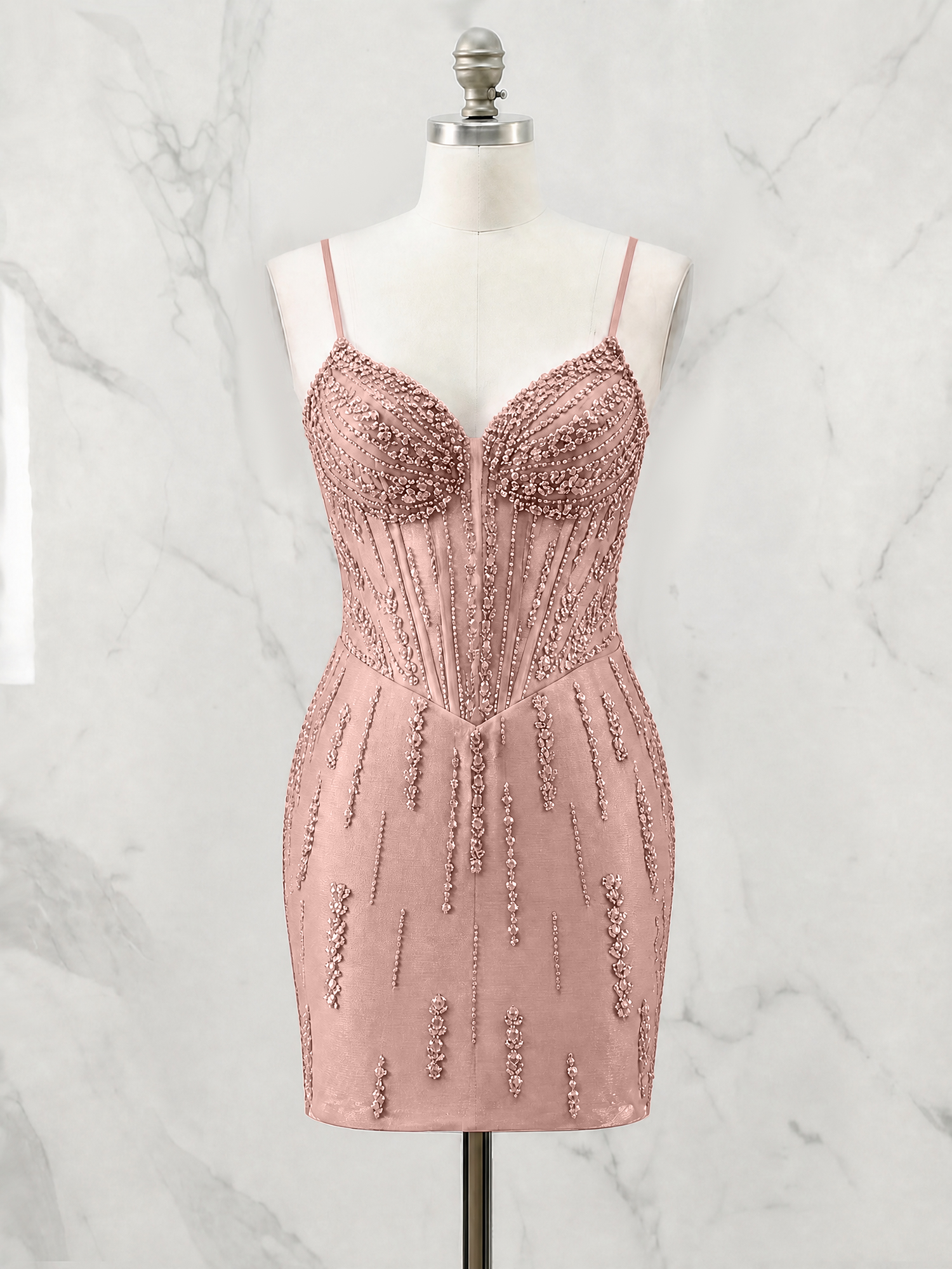 Beaded Corset Bodycon Homecoming Dress Mini Dress