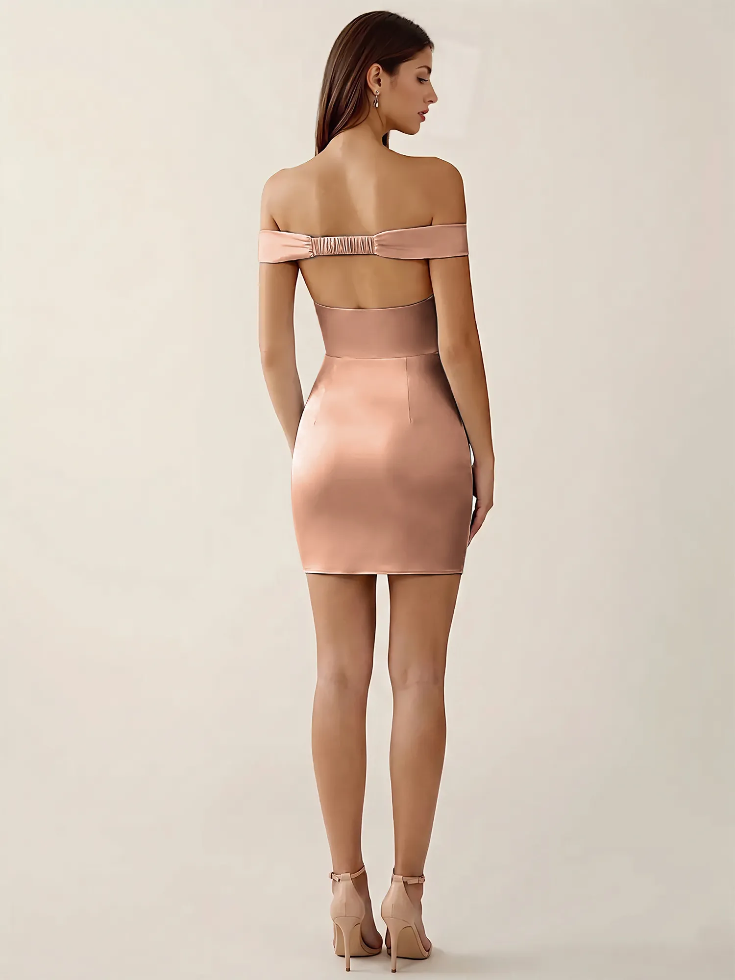 Off-the-Shoulder Satin Bodycon Homecoming Mini Dress