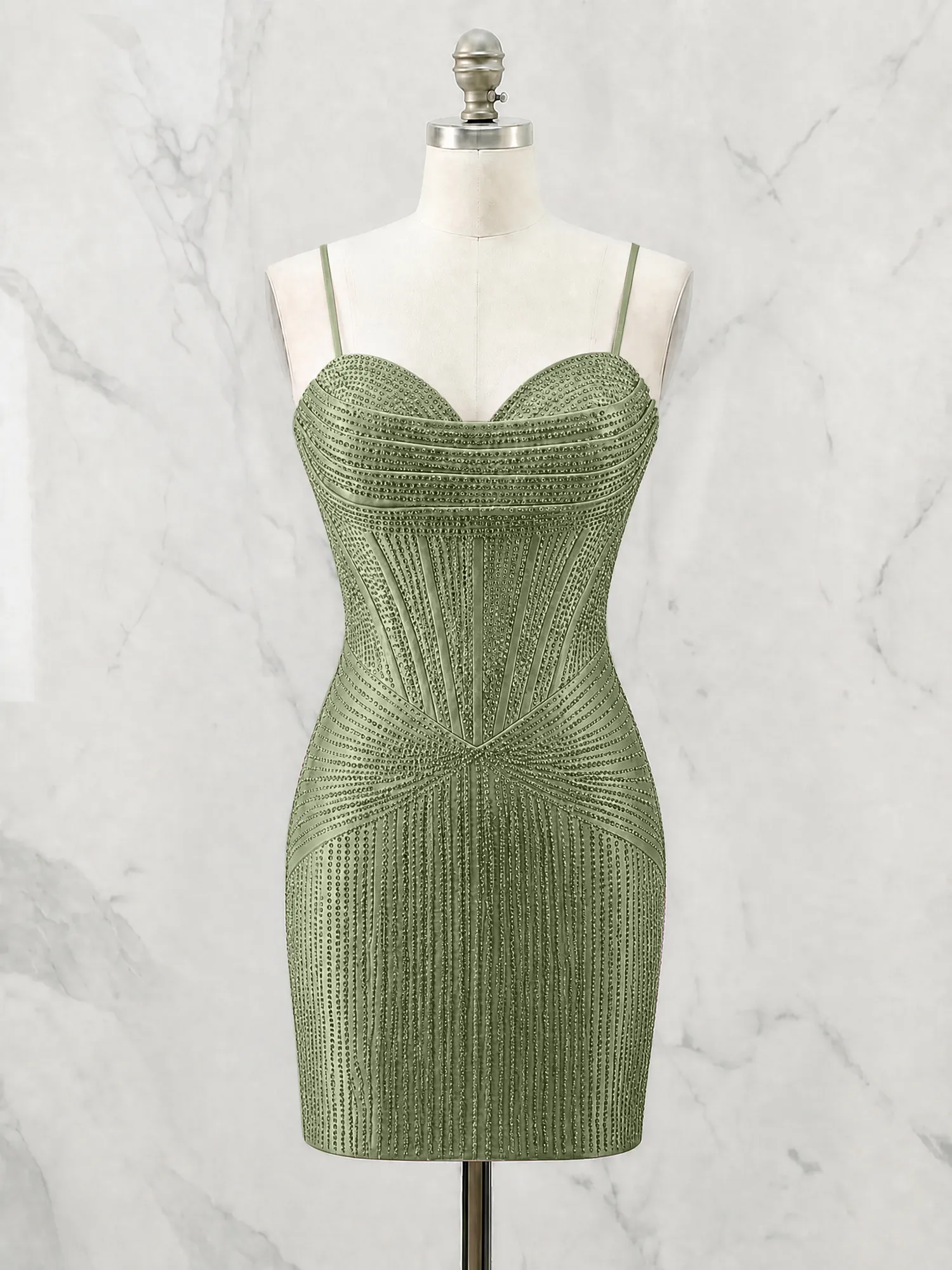 Spaghetti Strap Beaded Corset Homecoming Dress Mini Dress