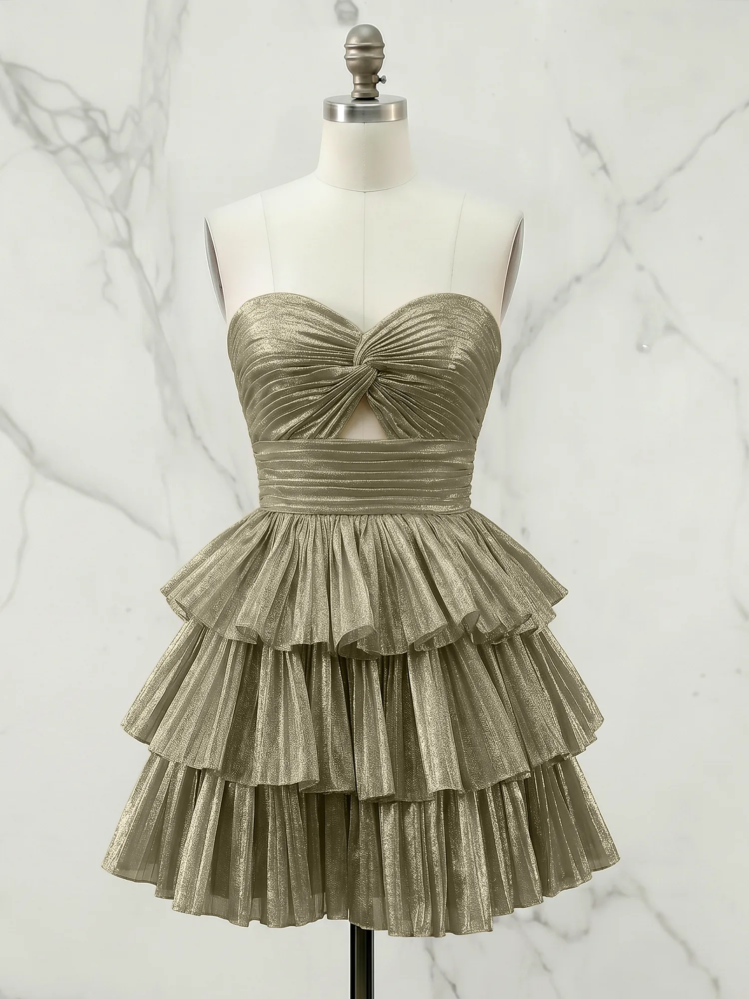 A Line Strapless Tiered Ruffle Homecoming Dress
