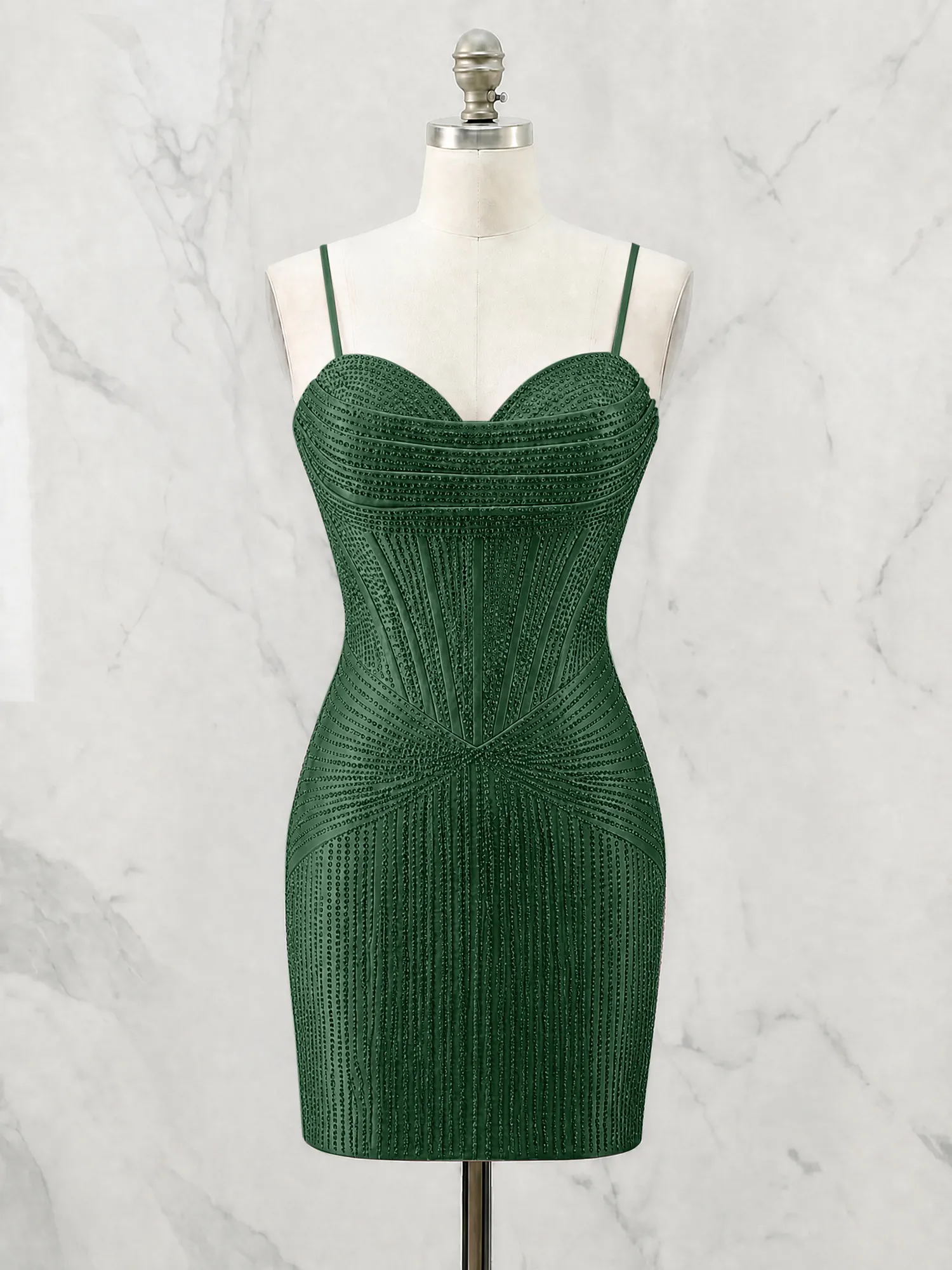 Spaghetti Strap Beaded Corset Homecoming Dress Mini Dress