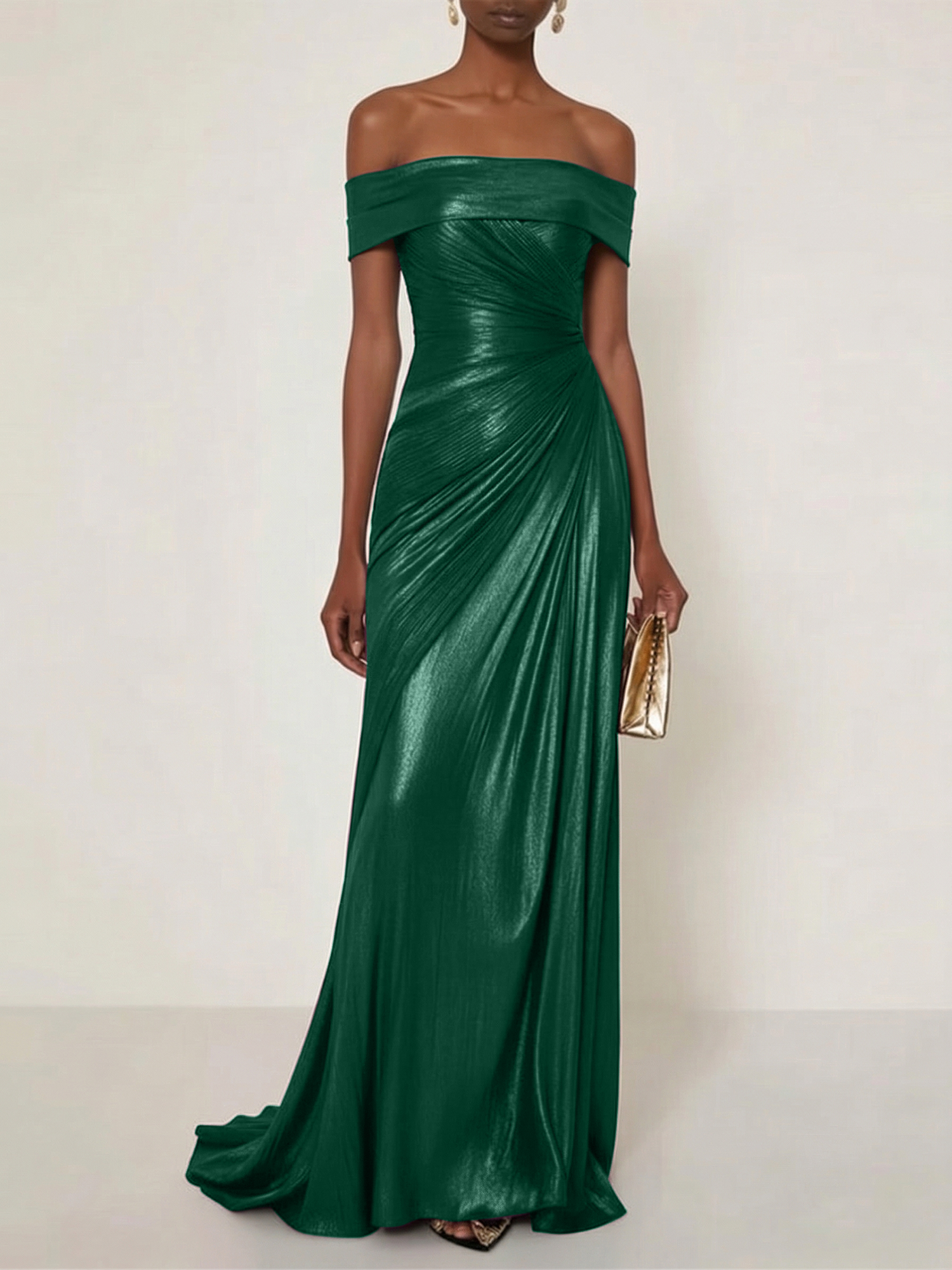 Evening Formal Dress Off the Shoulder Silver Silk Ruffles Strapless Maxi Dress
