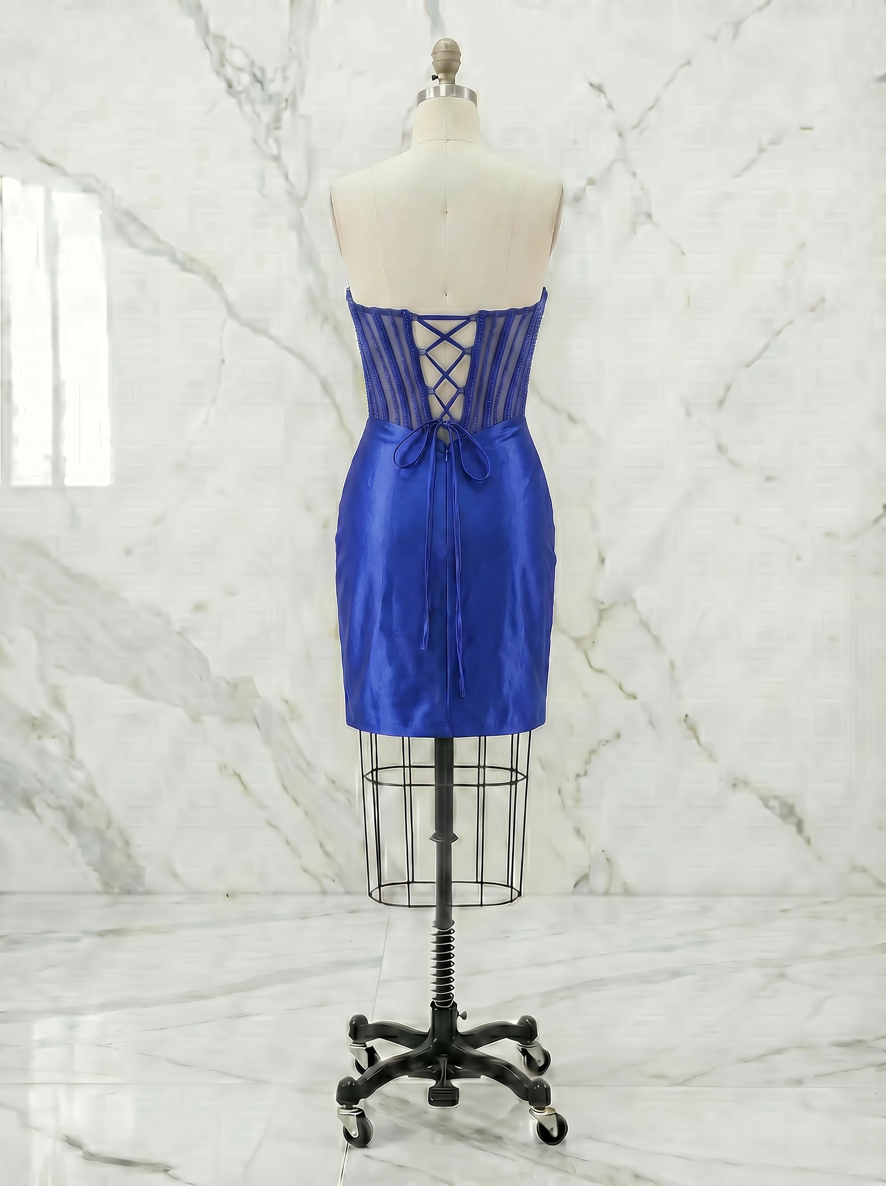 Emerald Green Strapless Beaded Corset Satin Homecoming Mini Dress