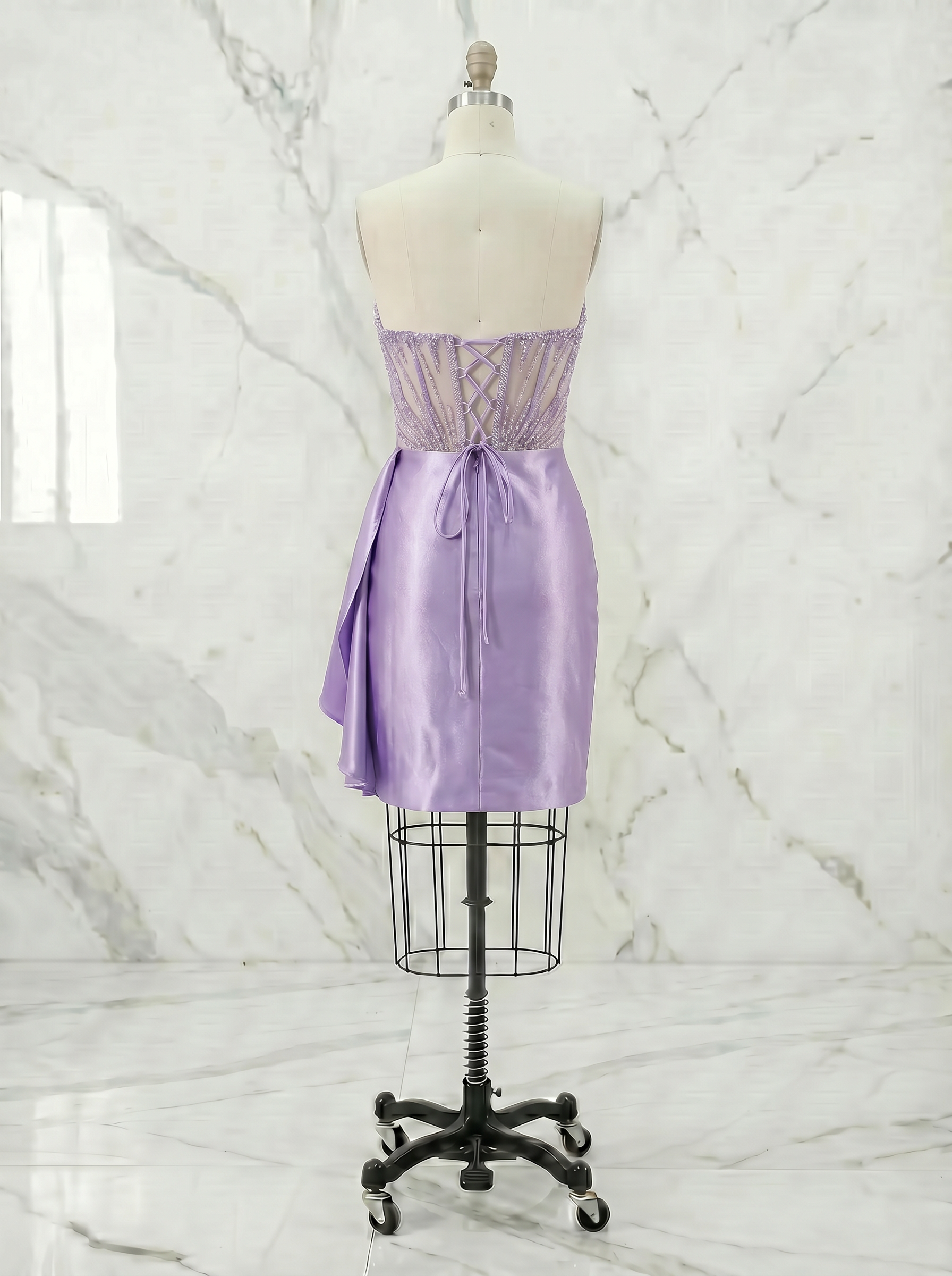 Emerald Strapless Beaded Corset Homecoming Mini Dress with Draped Sash