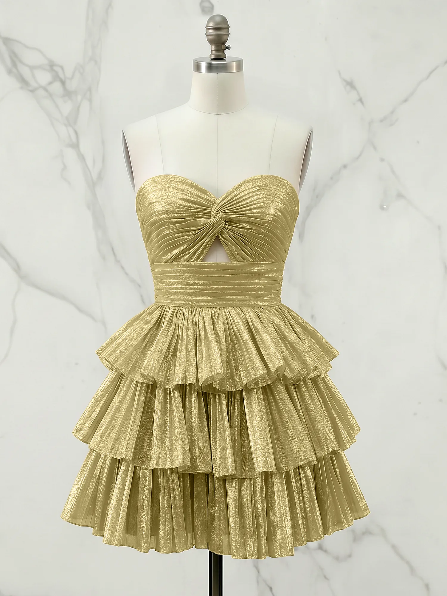 A Line Strapless Tiered Ruffle Homecoming Dress