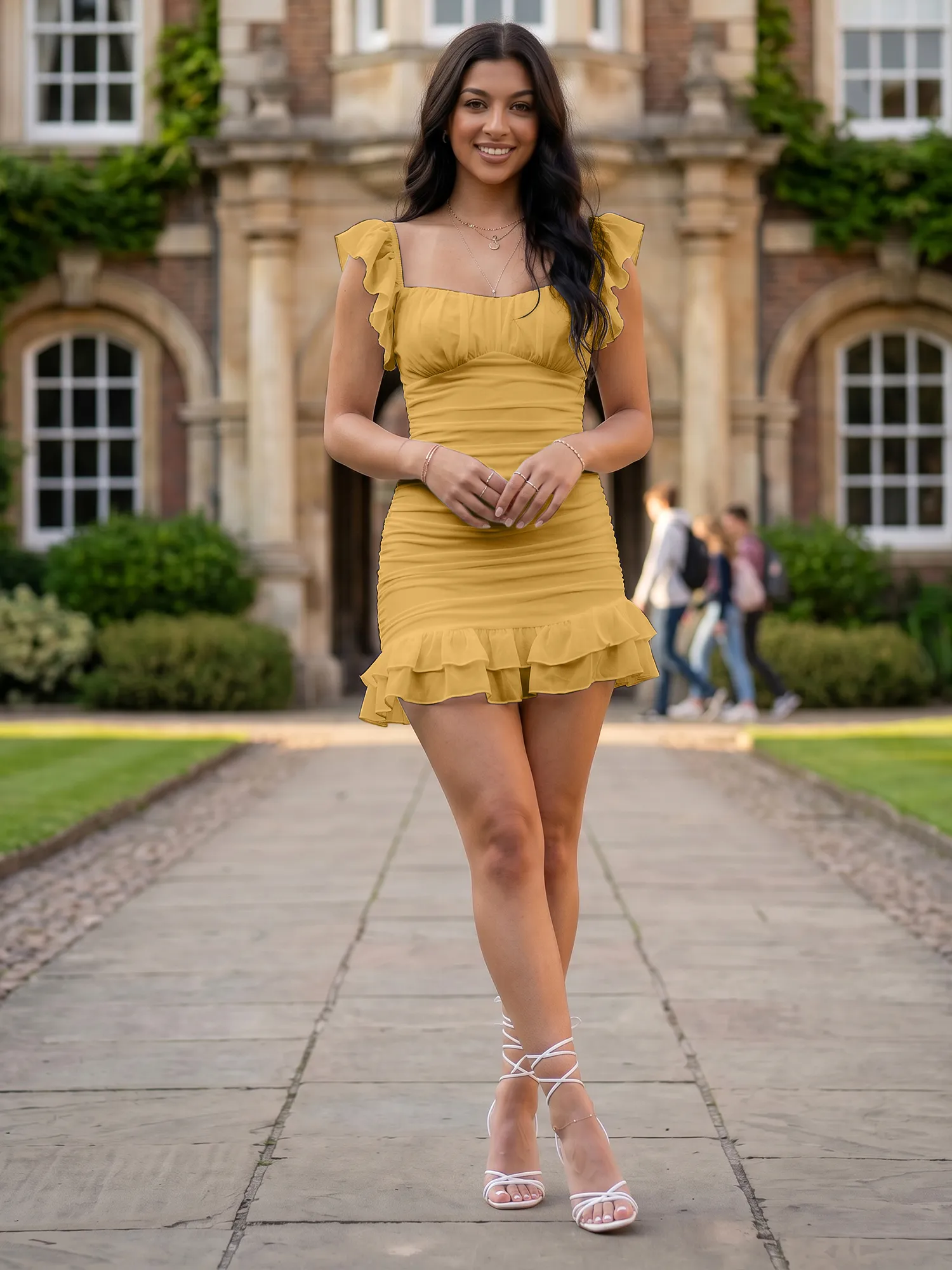 Off-the-Shoulder Ruched Chiffon Bodycon Homecoming Dress