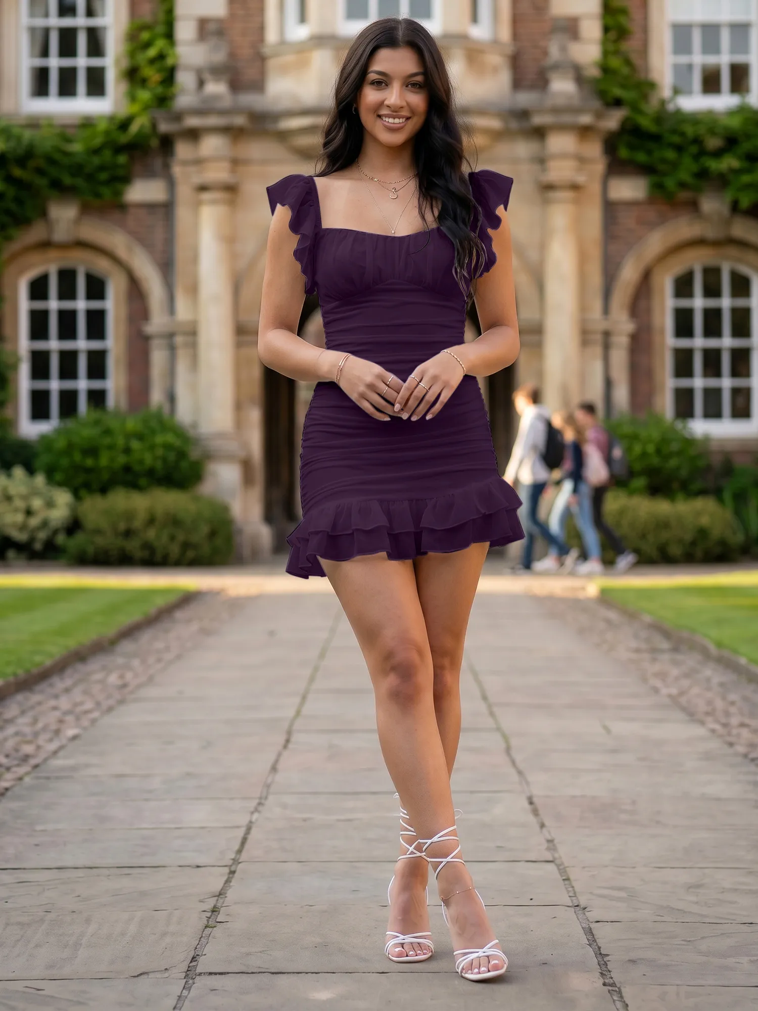 Off-the-Shoulder Ruched Chiffon Bodycon Homecoming Dress
