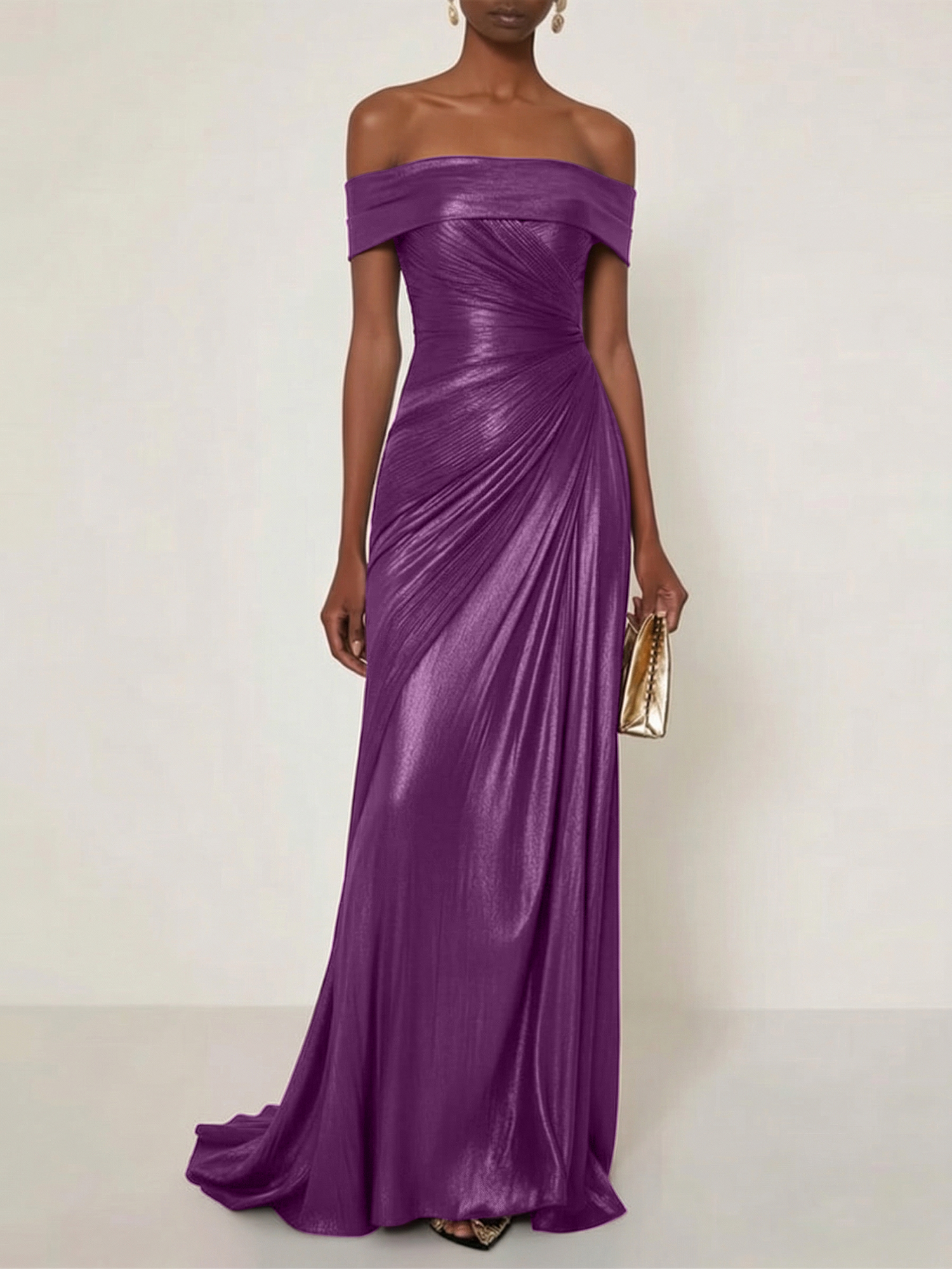 Evening Formal Dress Off the Shoulder Silver Silk Ruffles Strapless Maxi Dress