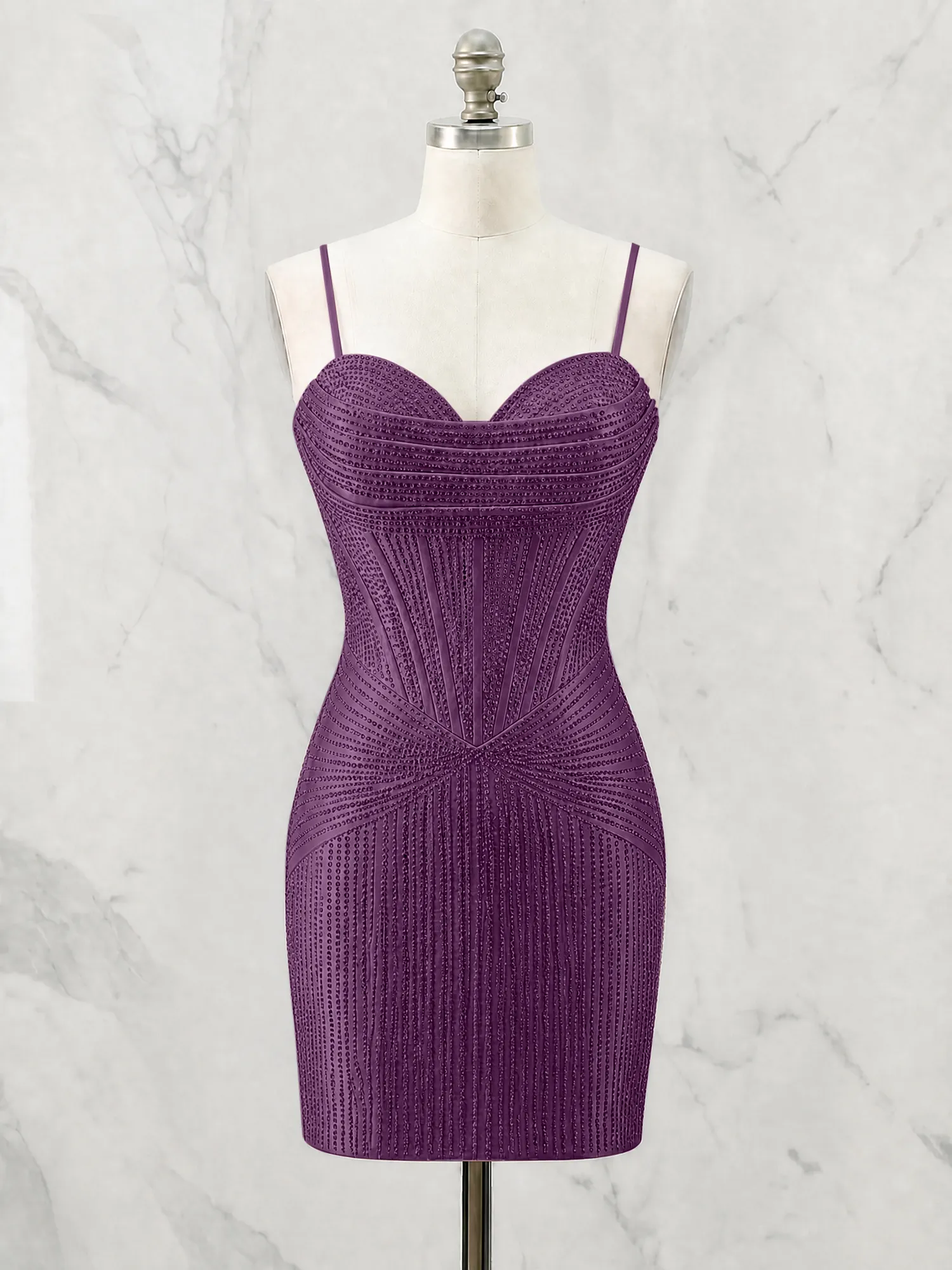 Spaghetti Strap Beaded Corset Homecoming Dress Mini Dress