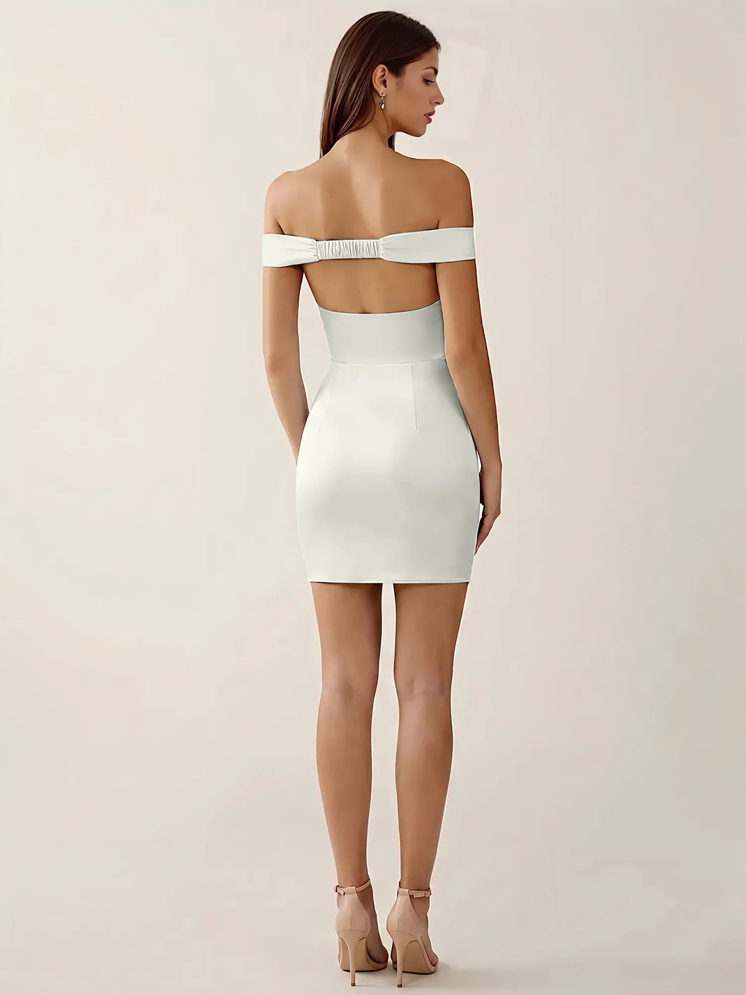 Off-the-Shoulder Satin Bodycon Homecoming Mini Dress