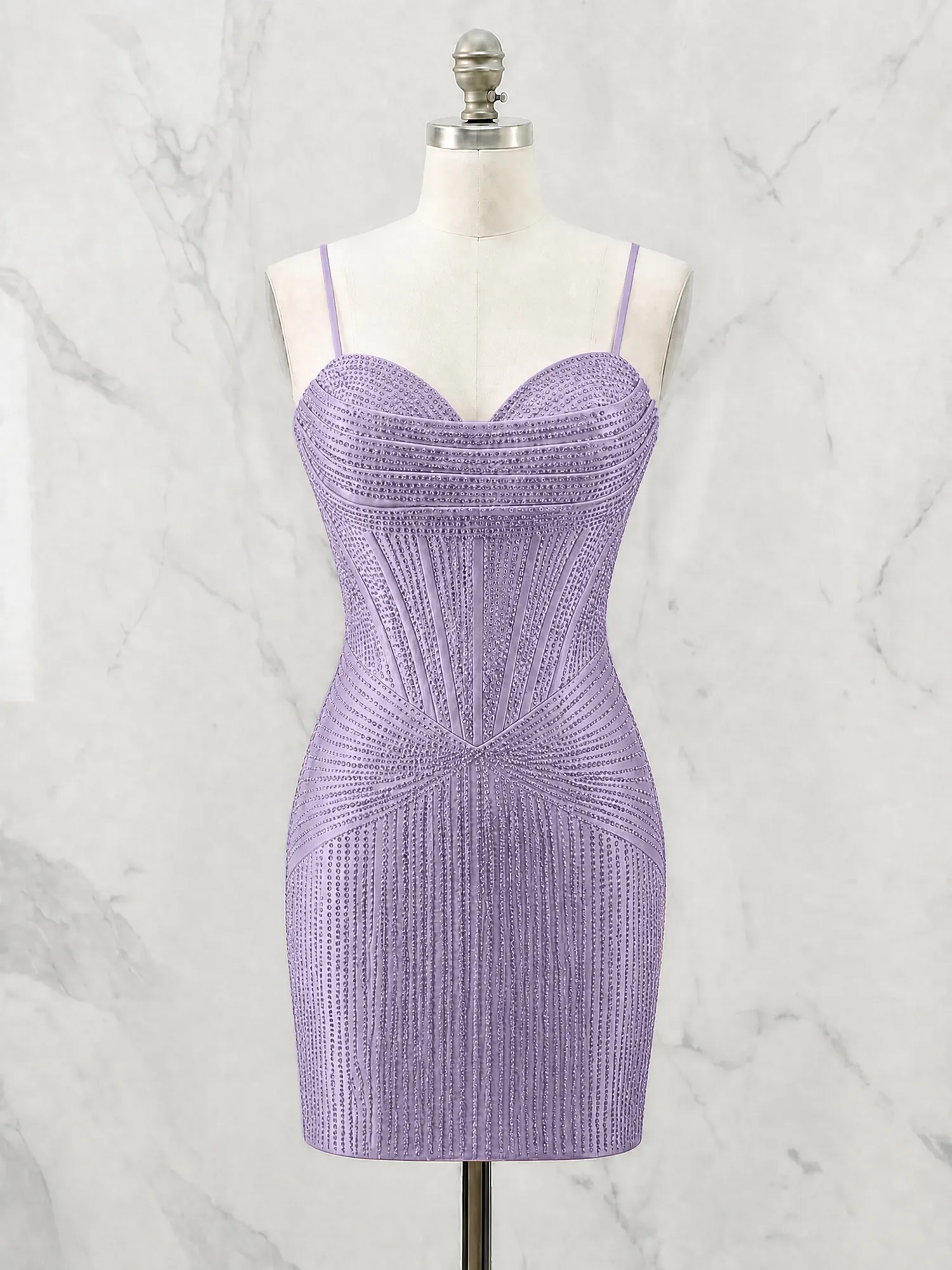 Spaghetti Strap Beaded Corset Homecoming Dress Mini Dress