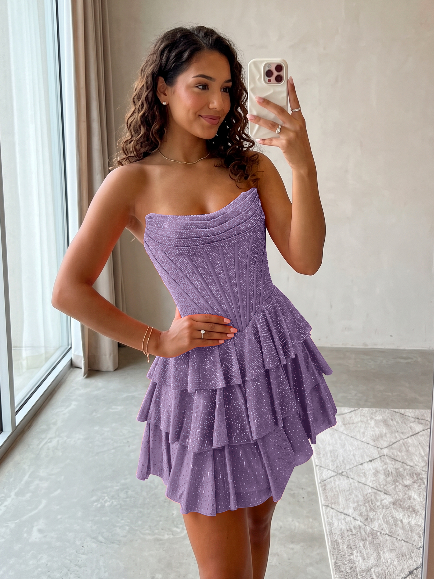 Elegant Floral Appliqué Off-Shoulder A-Line Homecoming Dress