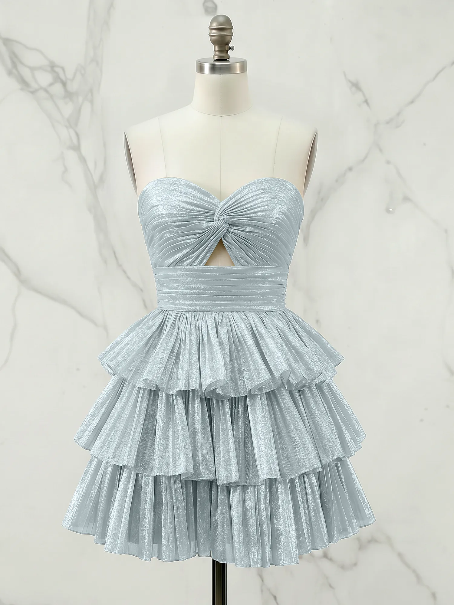 A Line Strapless Tiered Ruffle Homecoming Dress