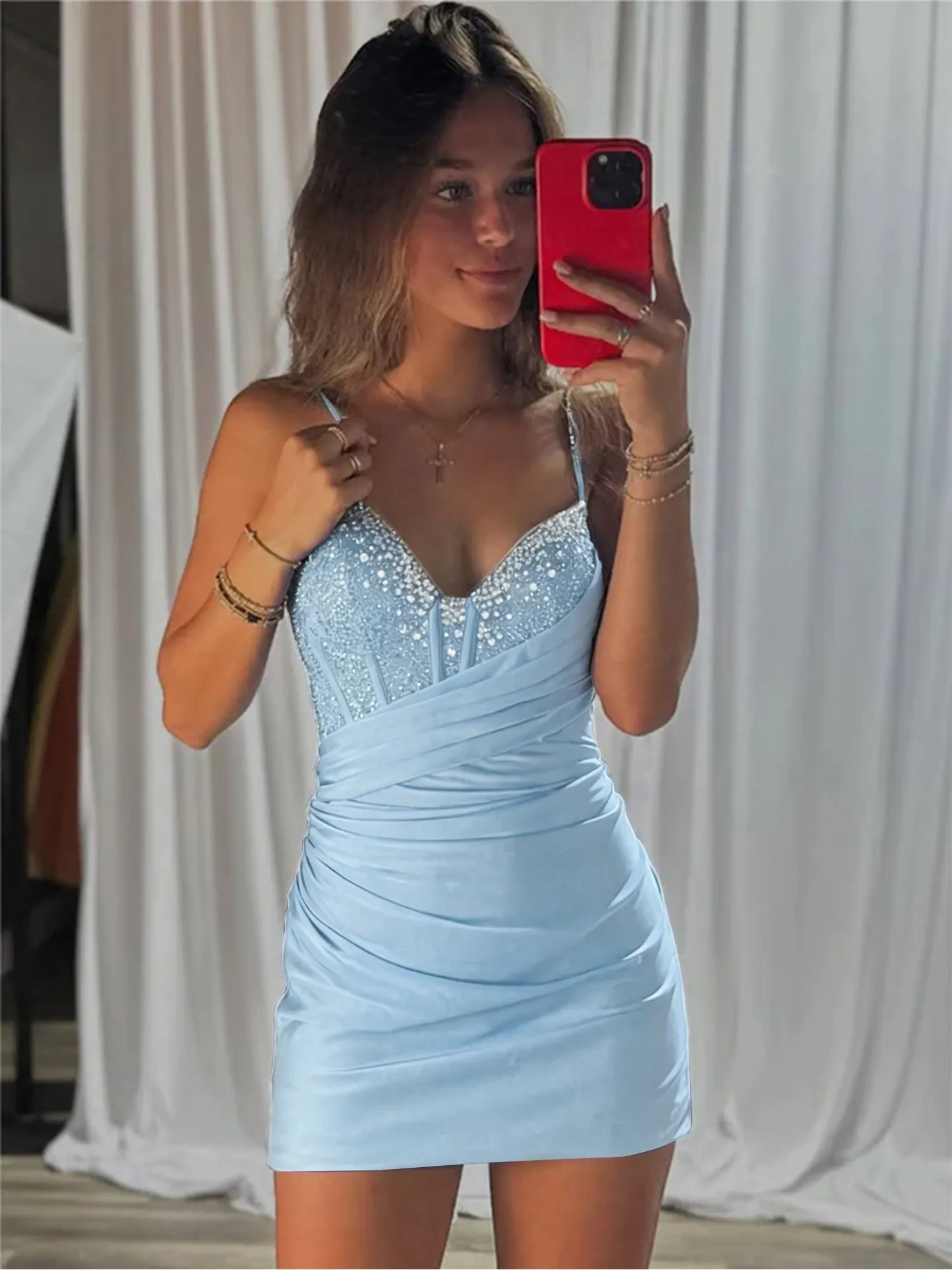 Royal Blue Corset Satin Bodycon Homecoming Dress Mini Dress