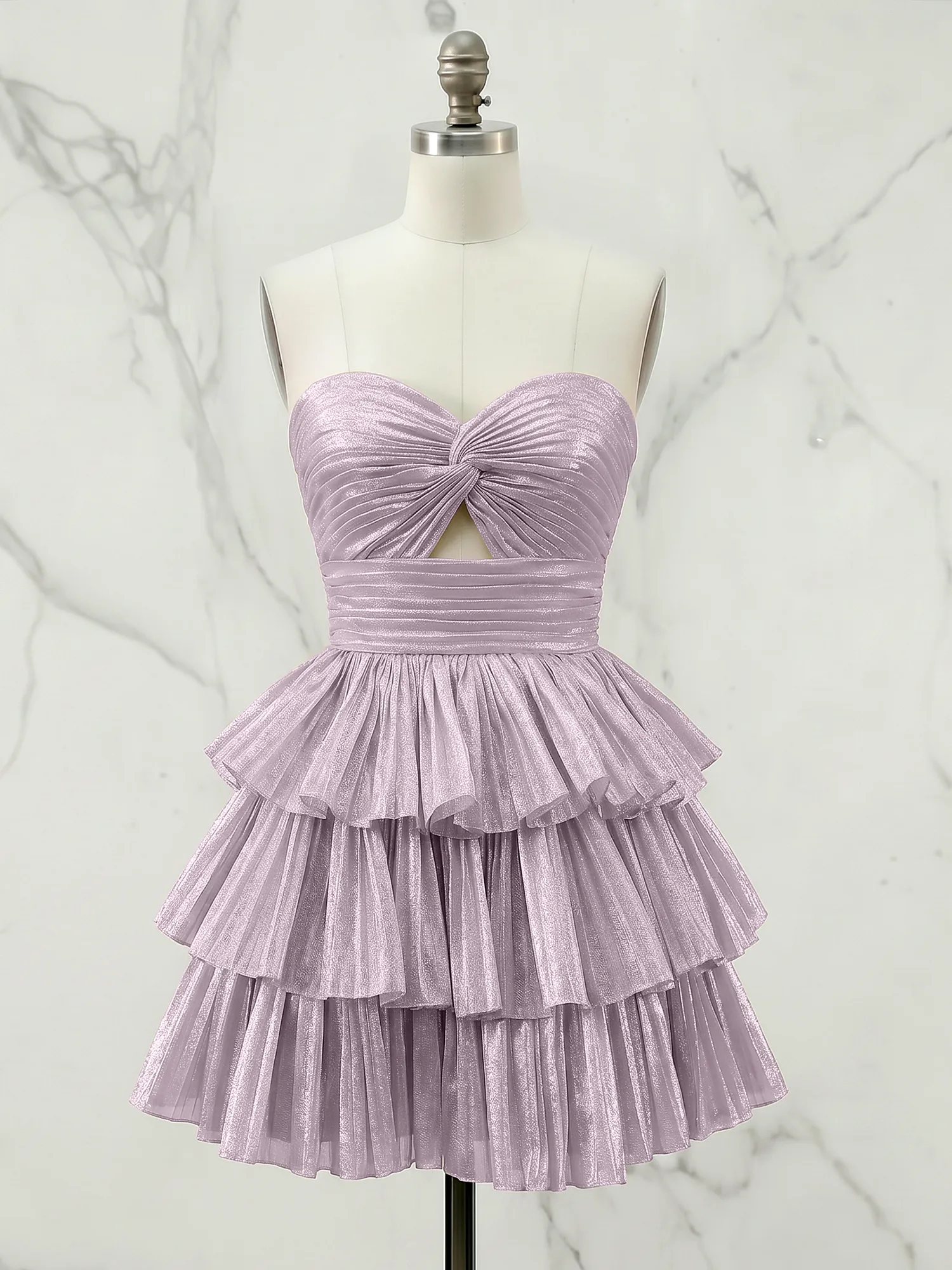 A Line Strapless Tiered Ruffle Homecoming Dress