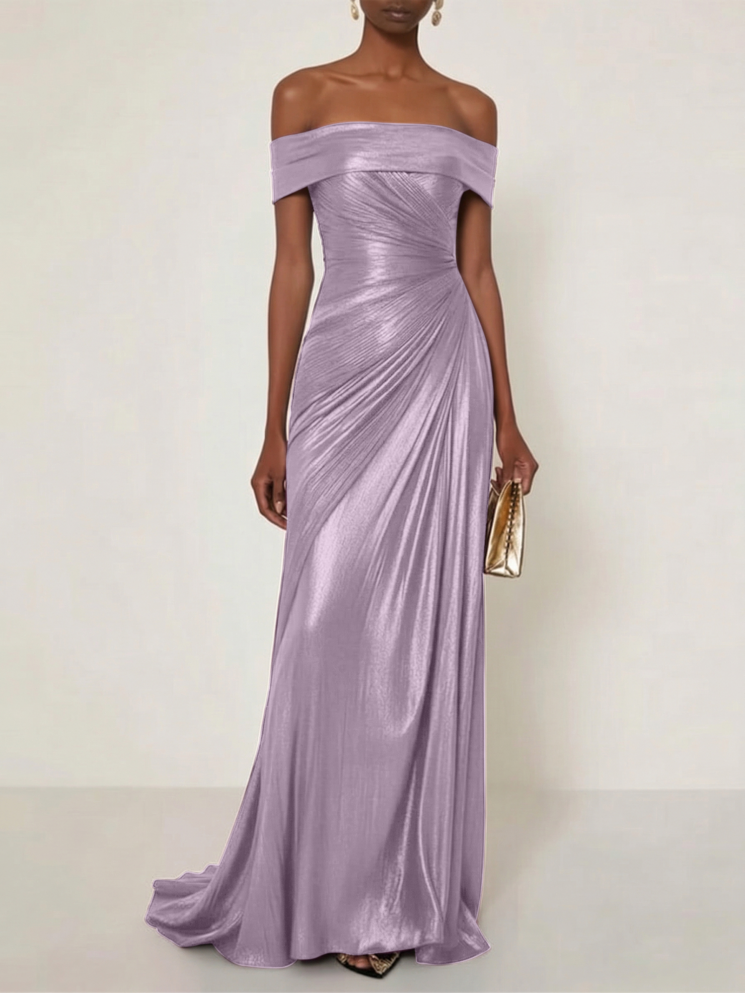 Evening Formal Dress Off the Shoulder Silver Silk Ruffles Strapless Maxi Dress