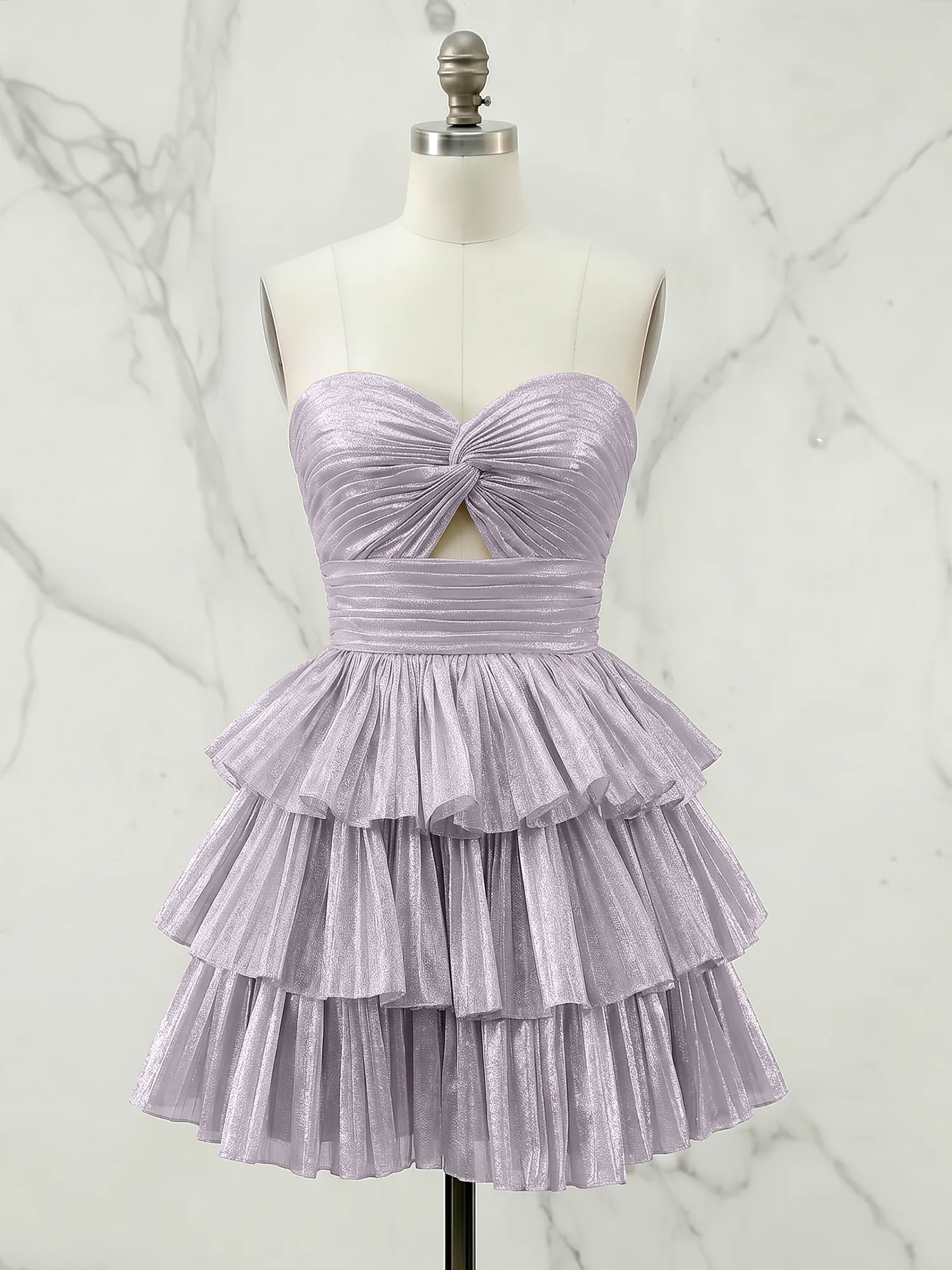 A Line Strapless Tiered Ruffle Homecoming Dress