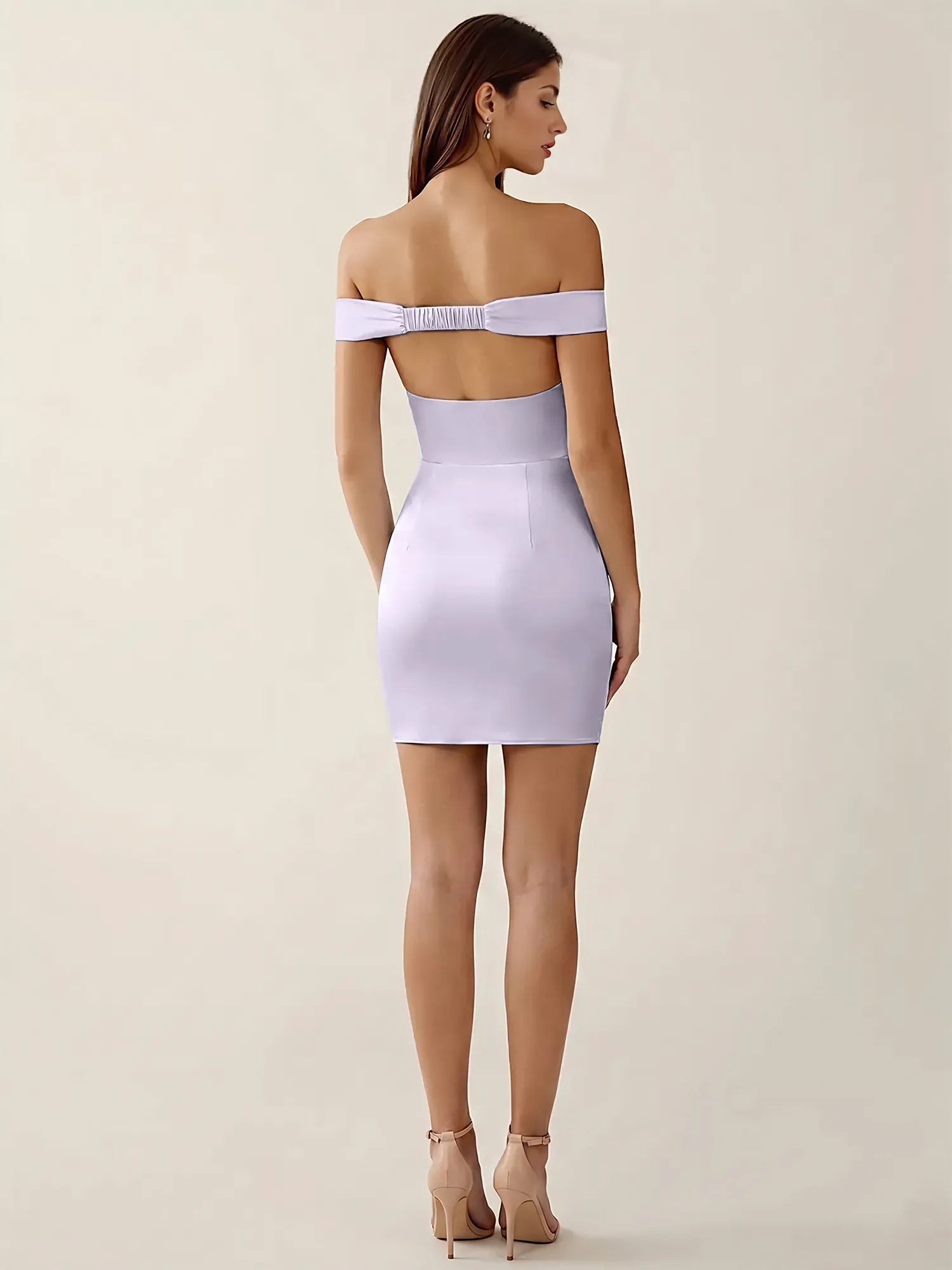 Off-the-Shoulder Satin Bodycon Homecoming Mini Dress