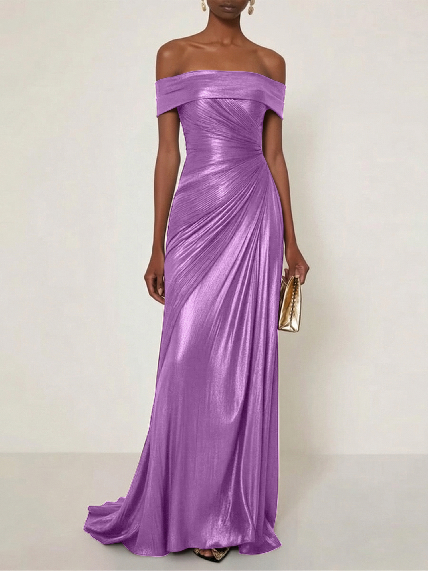 Evening Formal Dress Off the Shoulder Silver Silk Ruffles Strapless Maxi Dress