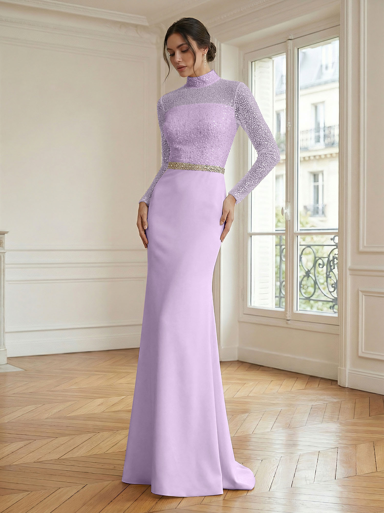 Formal Dress White Sheath Illusion Neck Beaded Chiffon Maxi Dress