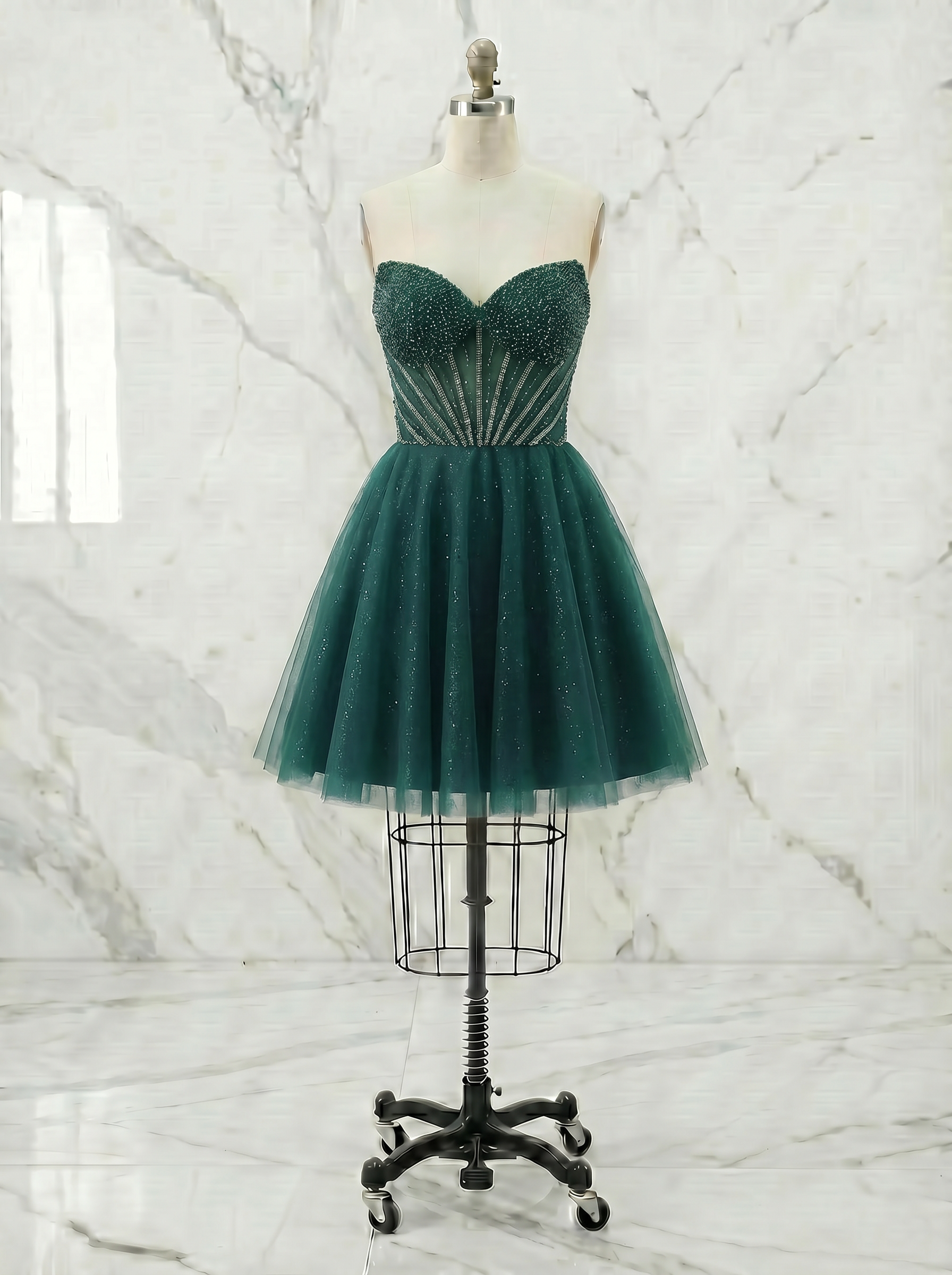 Lilac Beaded Corset Tulle Babydoll Homecoming Mini Dress