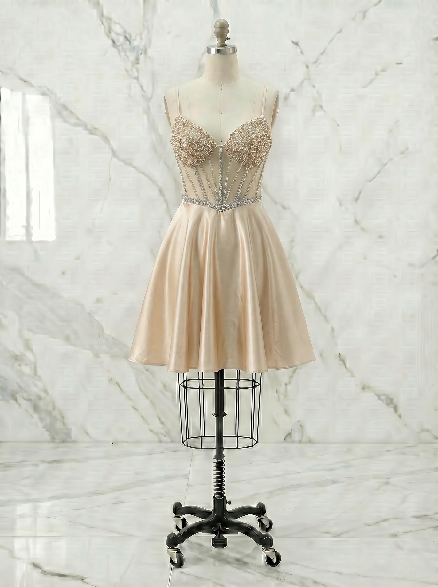 Lilac Crystal Spiderweb Corset Babydoll Homecoming Mini Dress