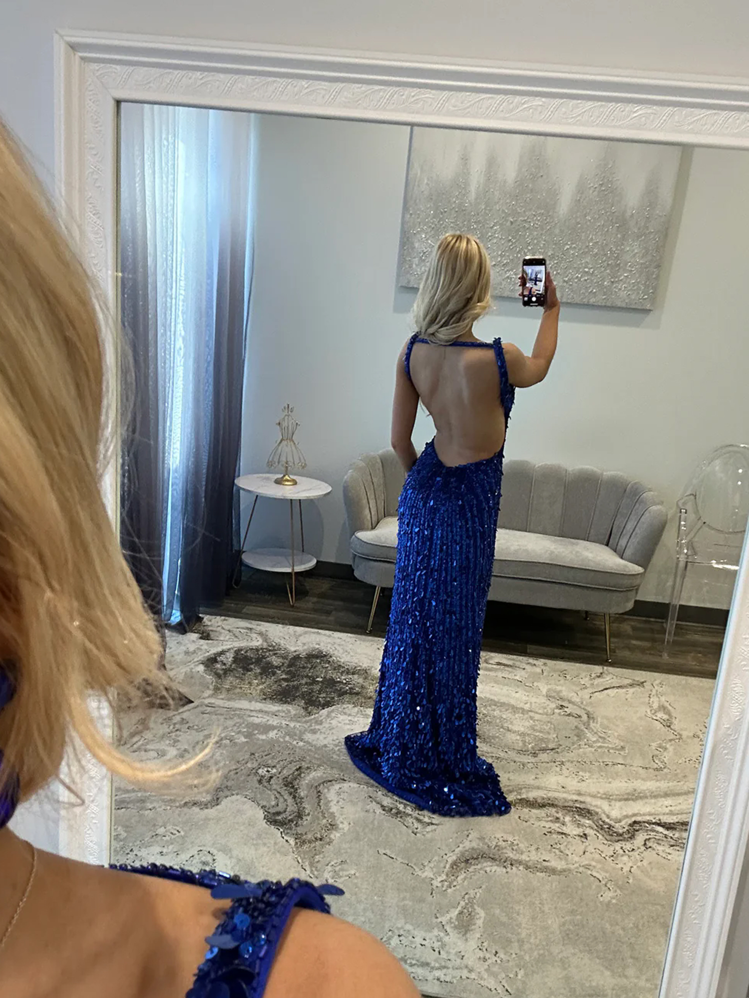 Mermaid V-Neck Backless Long Tight Sequin Prom Dress with Slit