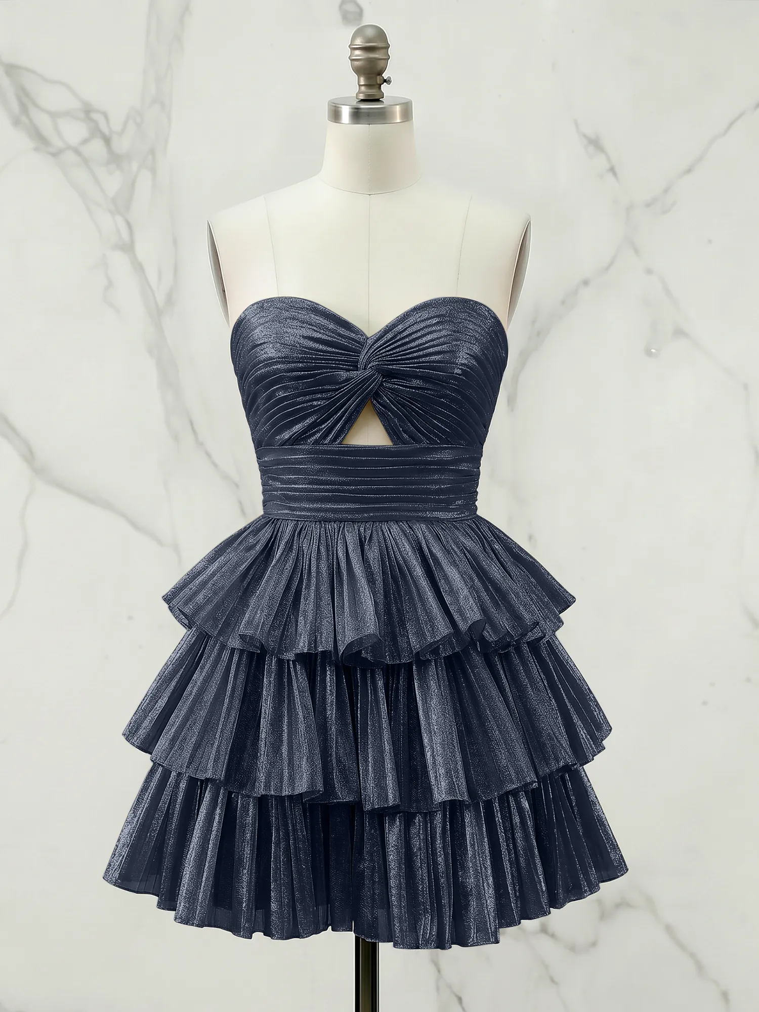A Line Strapless Tiered Ruffle Homecoming Dress