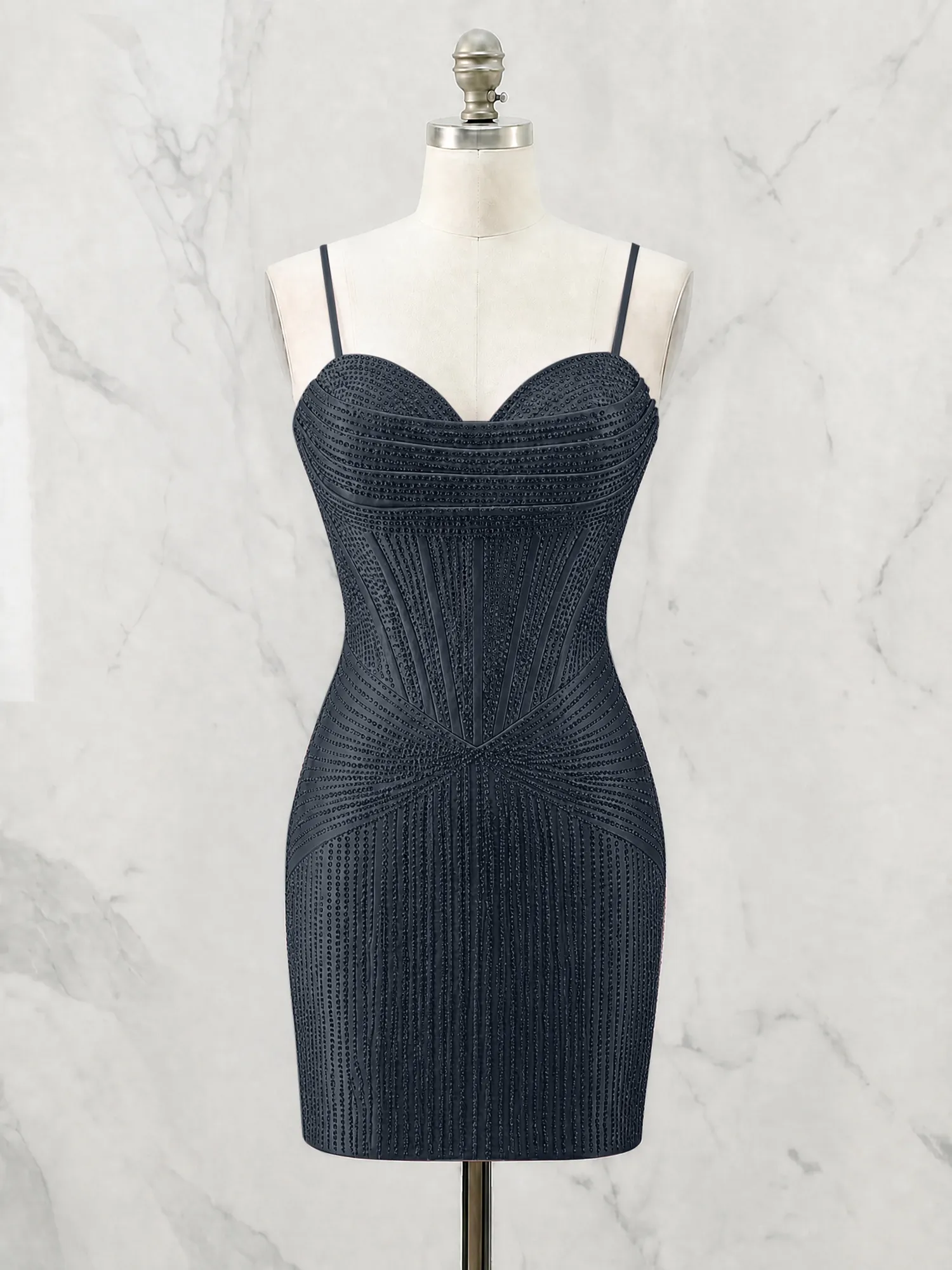 Spaghetti Strap Beaded Corset Homecoming Dress Mini Dress
