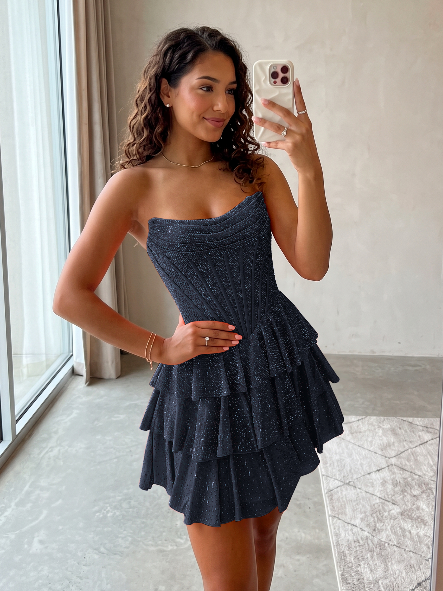 Elegant Floral Appliqué Off-Shoulder A-Line Homecoming Dress