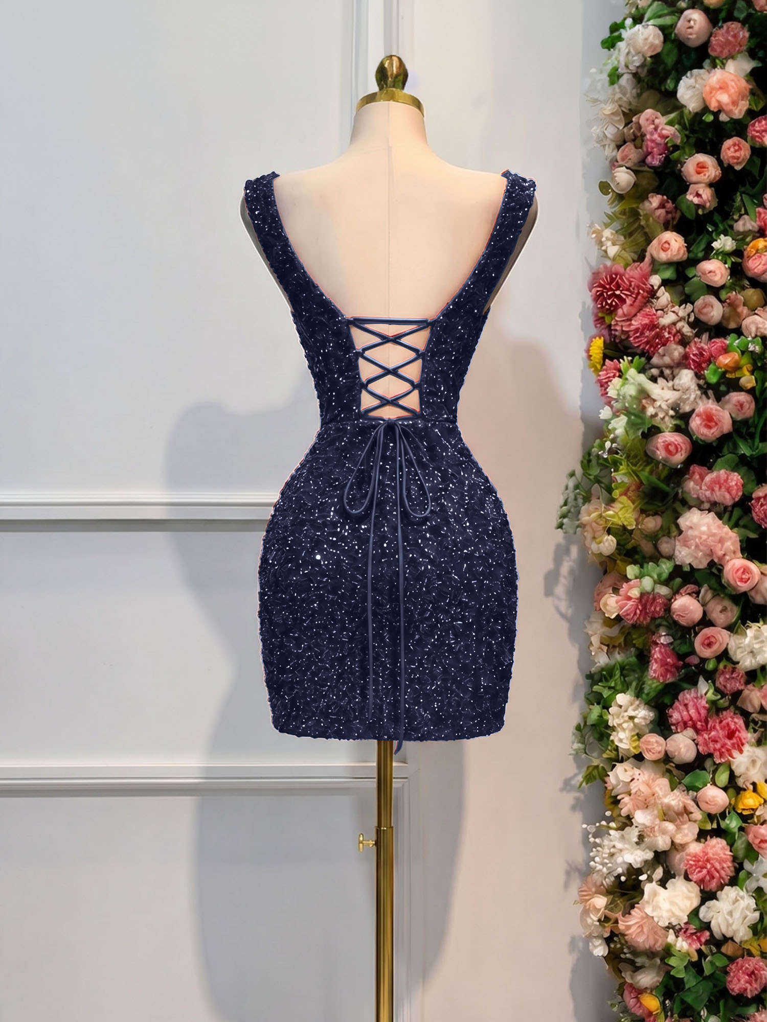 Black Sequin Cocktail Dress Homecoming Dress