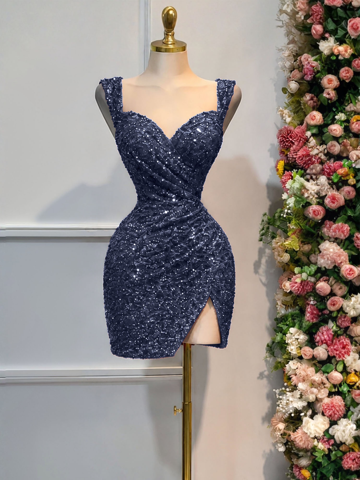 Black Sequin Cocktail Dress Homecoming Dress