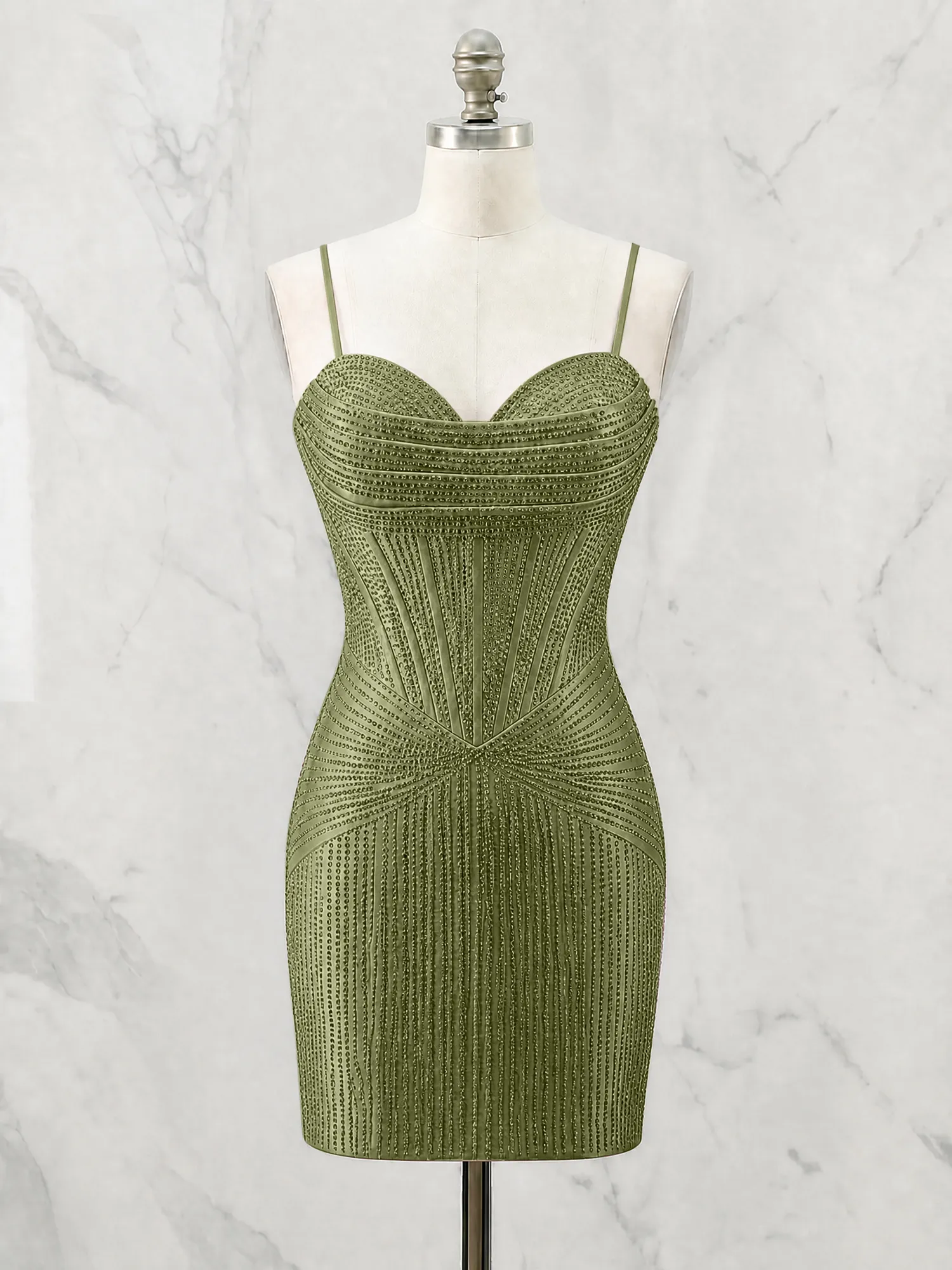 Spaghetti Strap Beaded Corset Homecoming Dress Mini Dress