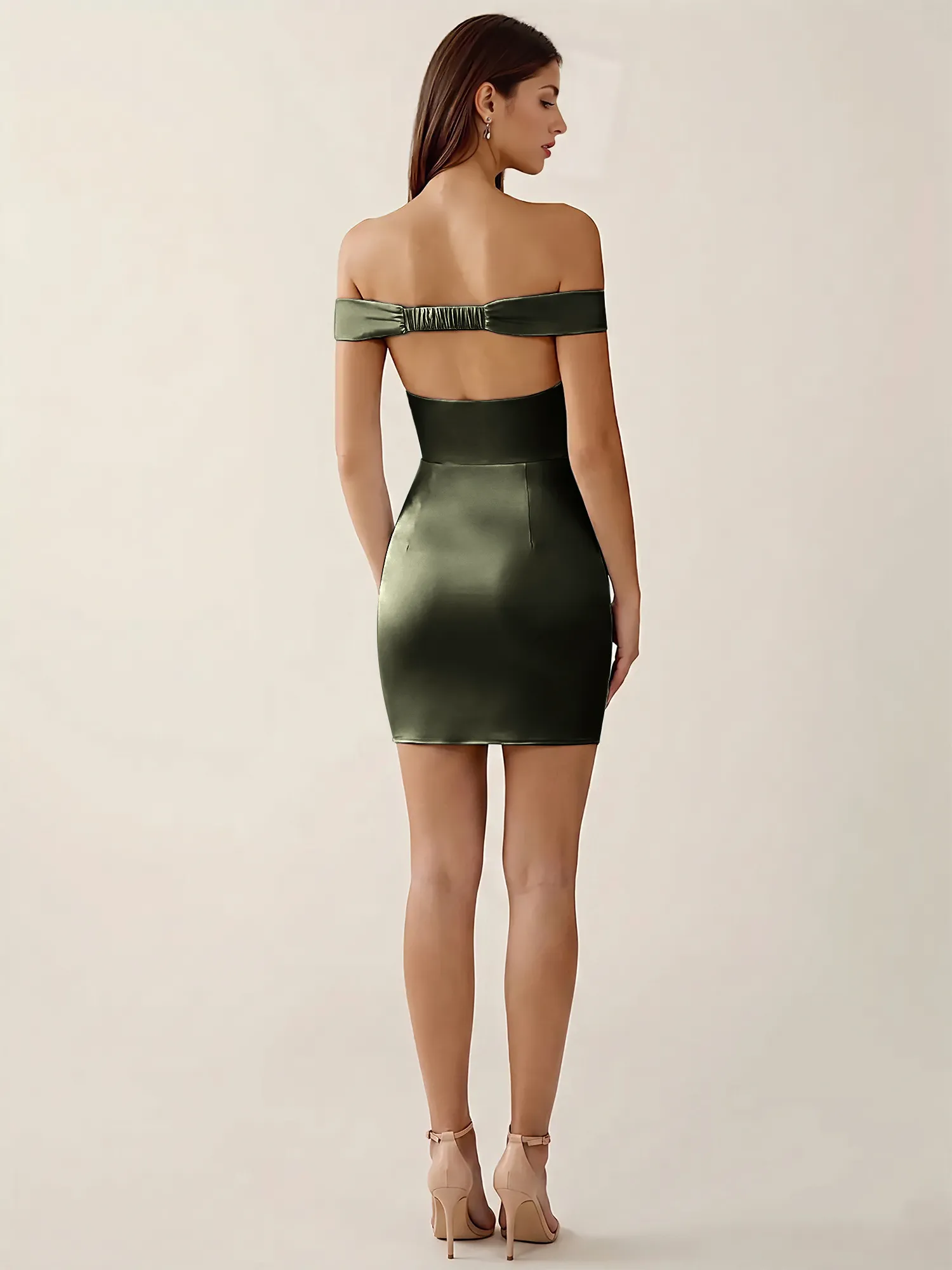 Off-the-Shoulder Satin Bodycon Homecoming Mini Dress