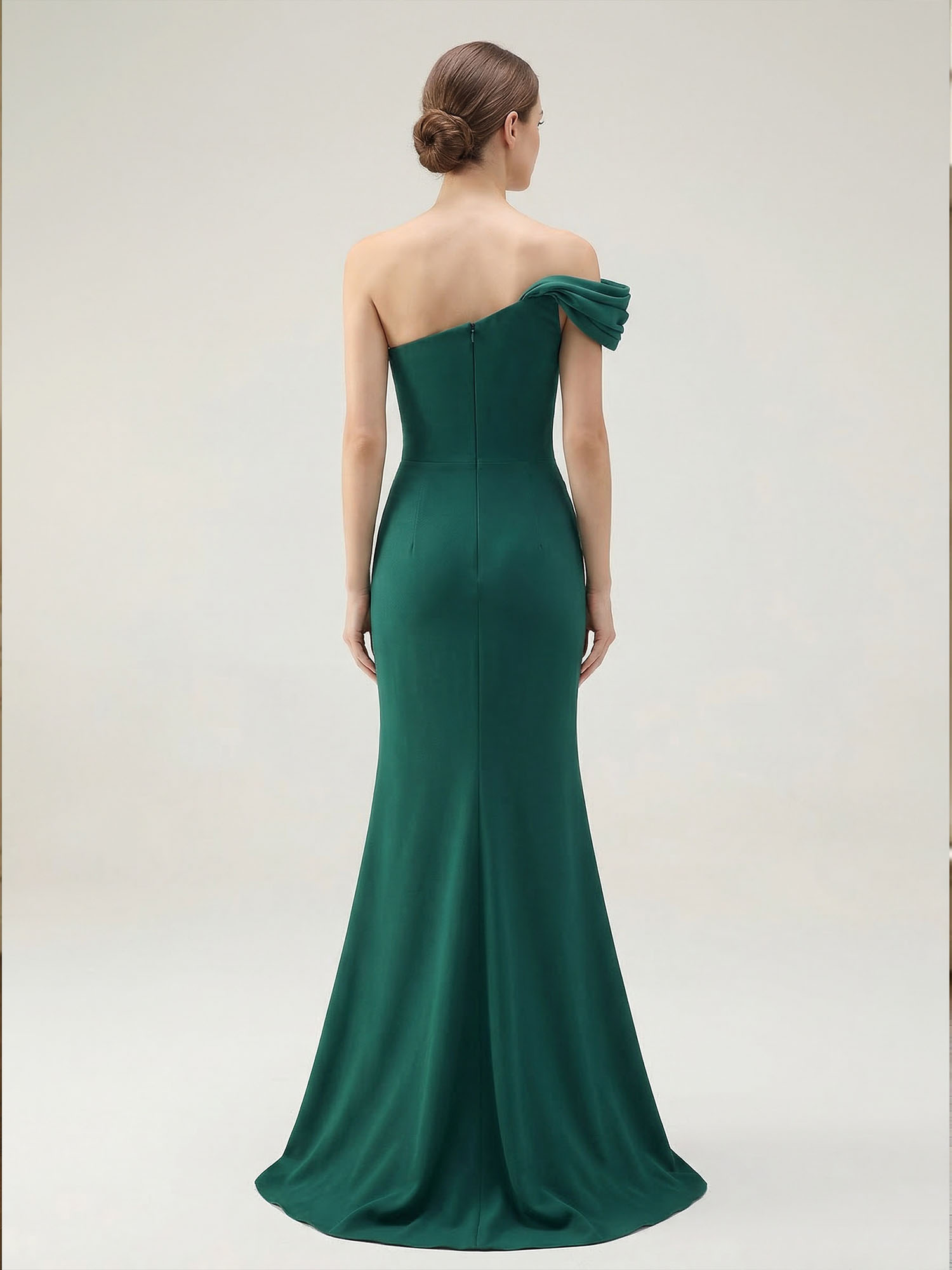 One Shoulder Pleat Mermaid Chiffon Evening Dresses for Women Gown