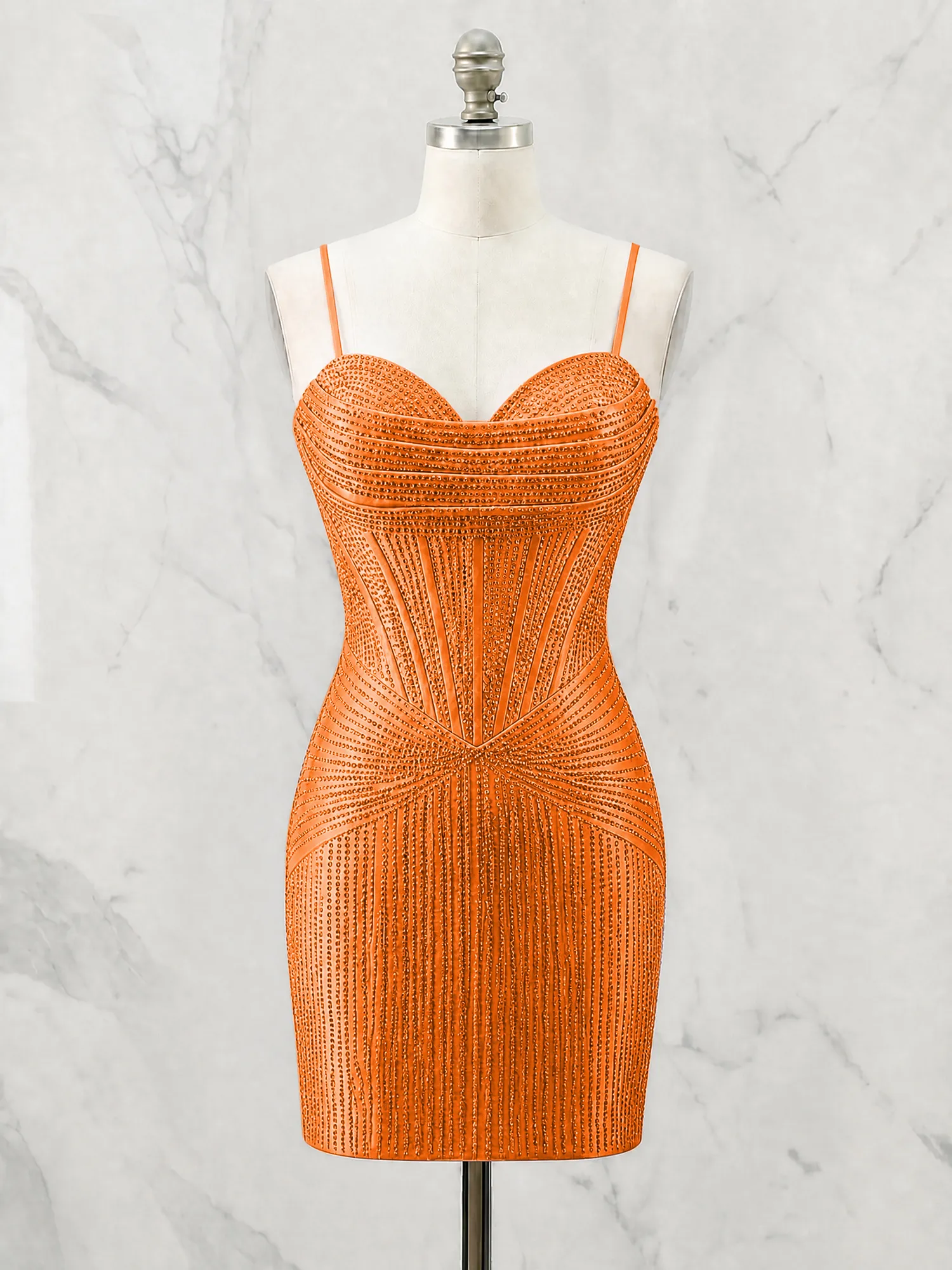 Spaghetti Strap Beaded Corset Homecoming Dress Mini Dress