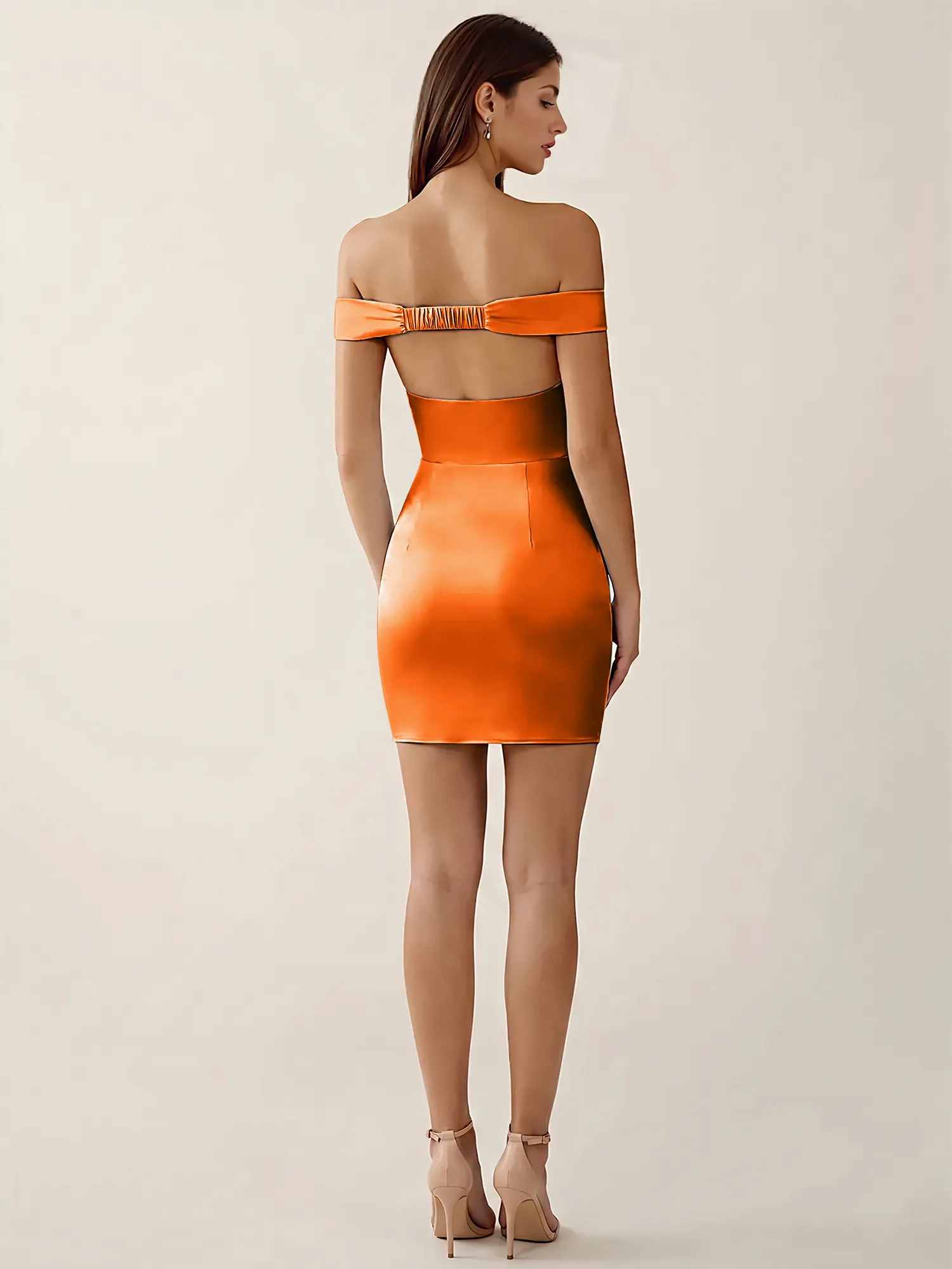 Off-the-Shoulder Satin Bodycon Homecoming Mini Dress