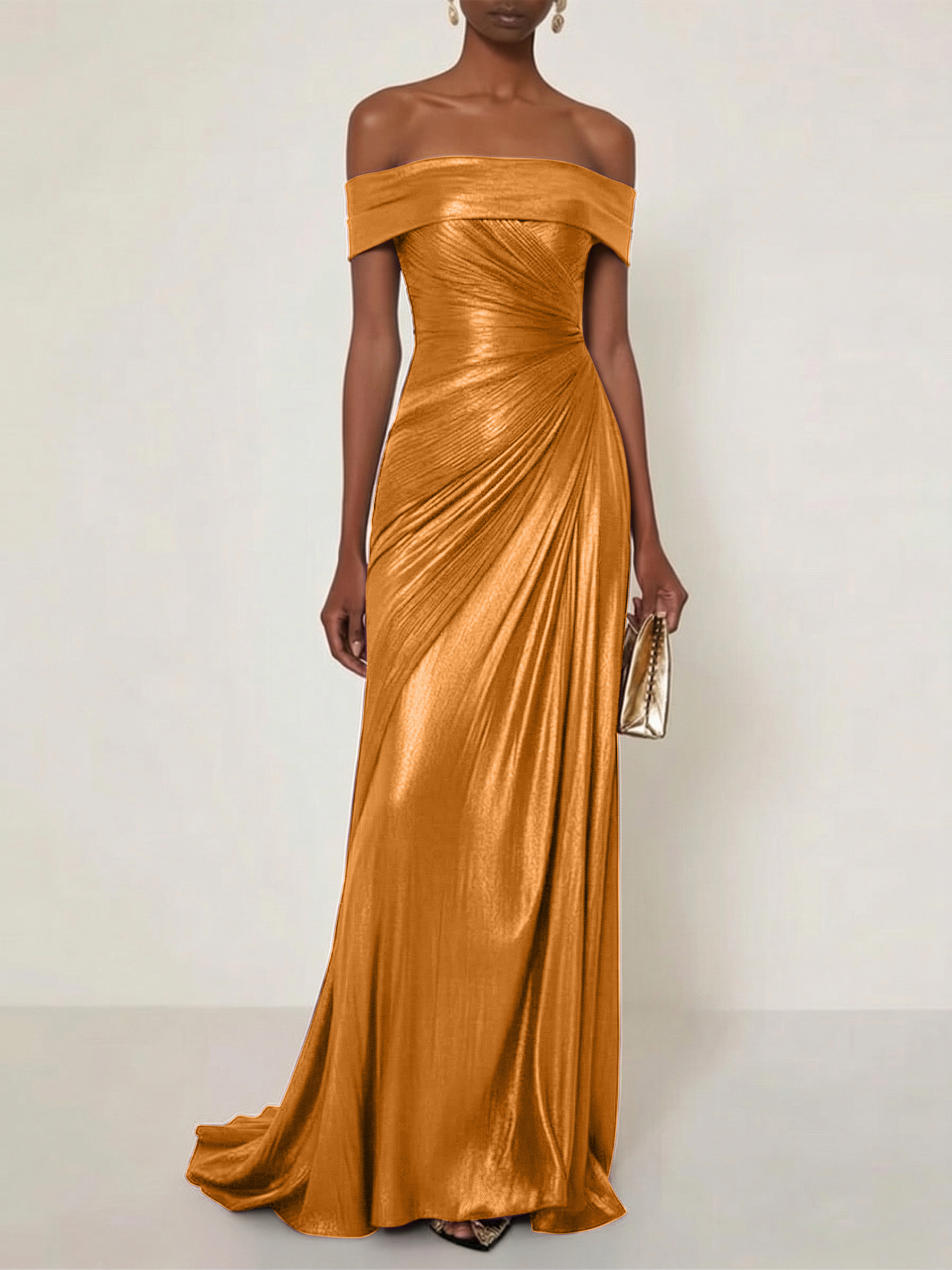 Evening Formal Dress Off the Shoulder Silver Silk Ruffles Strapless Maxi Dress