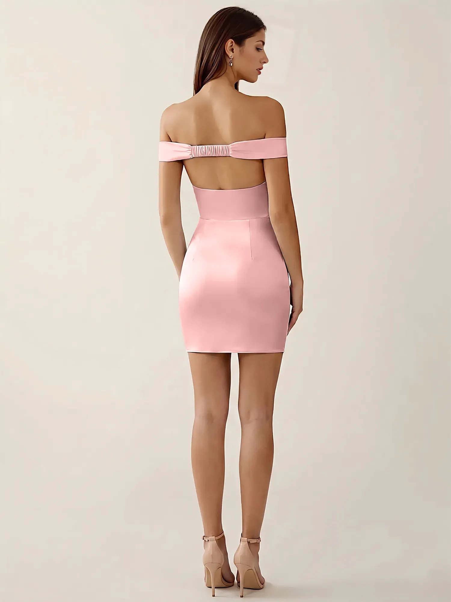 Off-the-Shoulder Satin Bodycon Homecoming Mini Dress