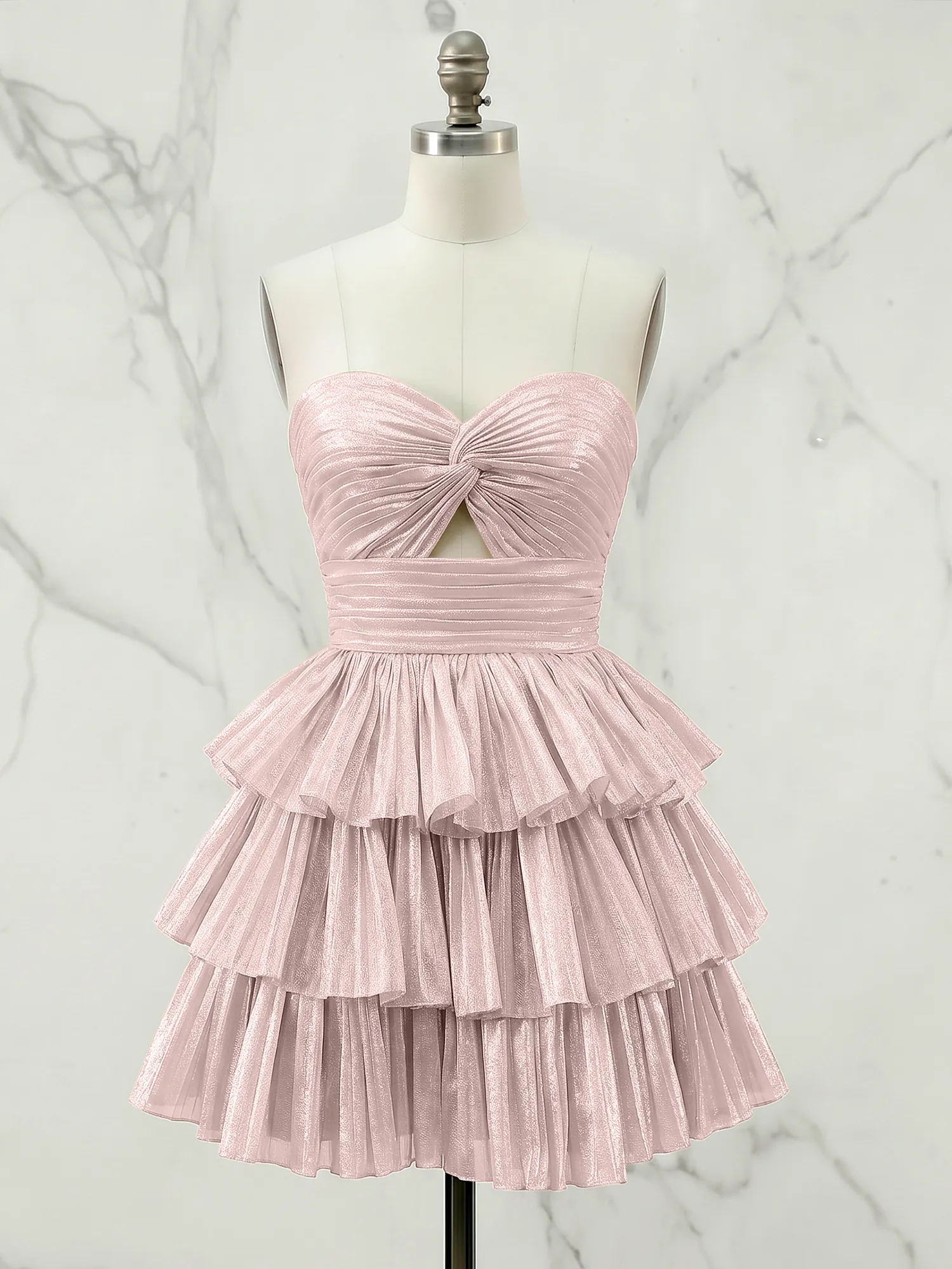A Line Strapless Tiered Ruffle Homecoming Dress