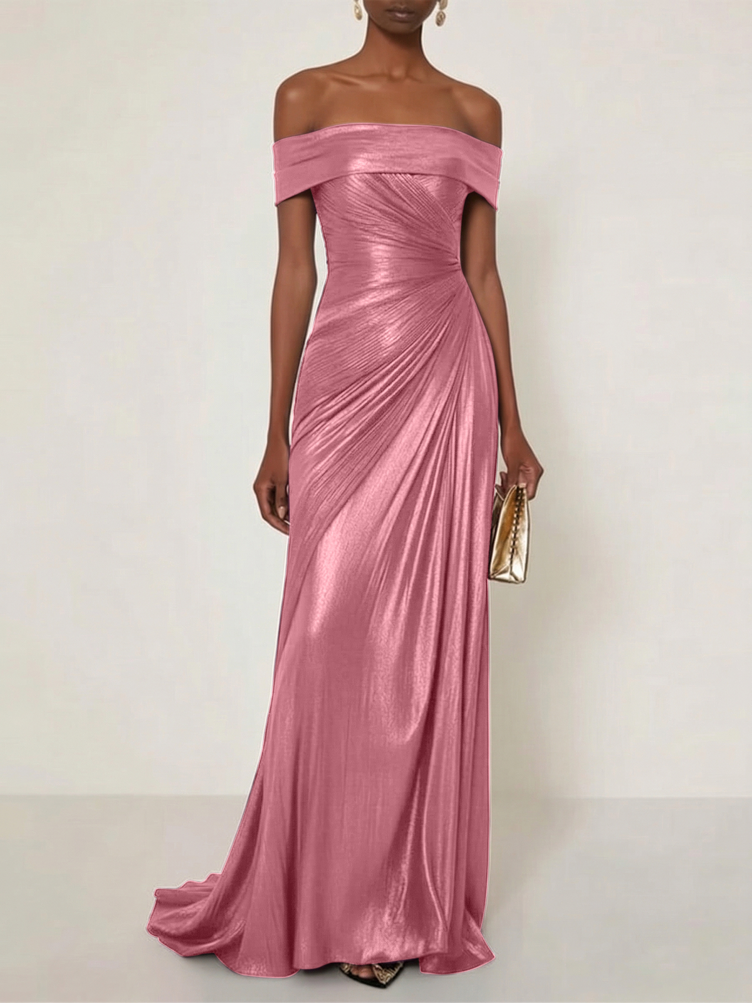 Evening Formal Dress Off the Shoulder Silver Silk Ruffles Strapless Maxi Dress