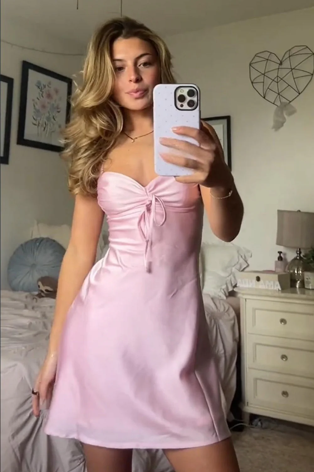Pink Satin Ruched Sweetheart Short Homecoming Dress with Statement Bow 