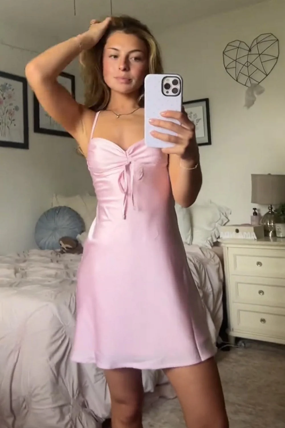 Pink Satin Ruched Sweetheart Short Homecoming Dress with Statement Bow 