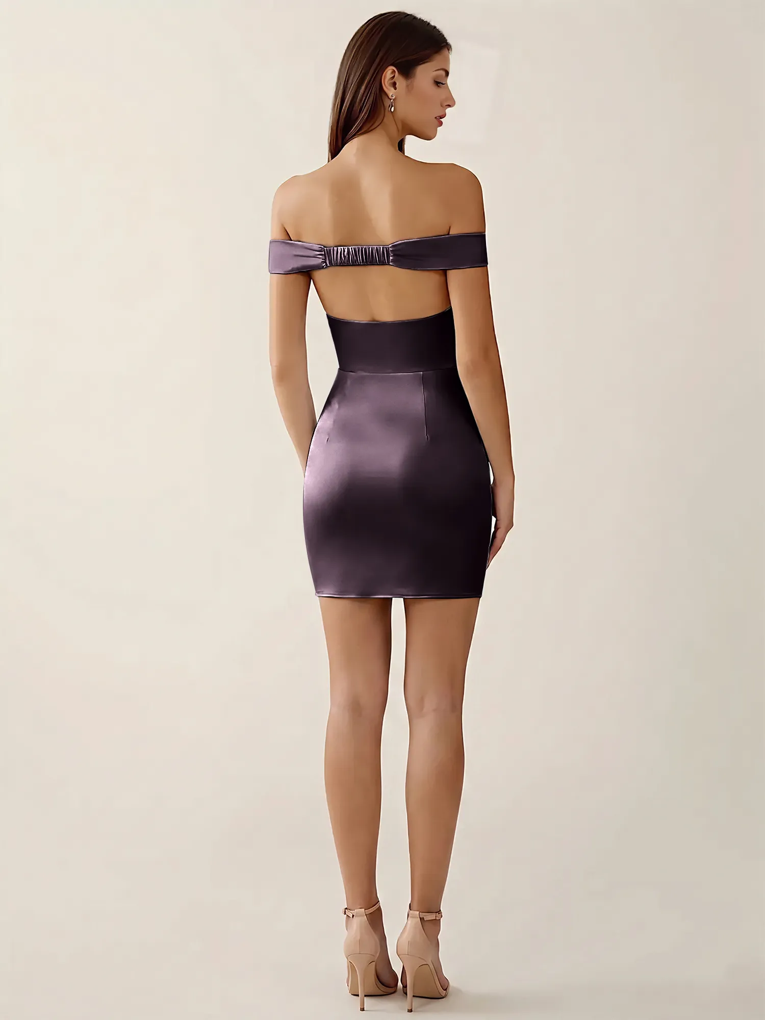 Off-the-Shoulder Satin Bodycon Homecoming Mini Dress