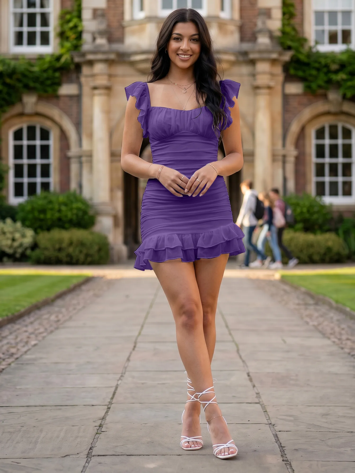 Off-the-Shoulder Ruched Chiffon Bodycon Homecoming Dress