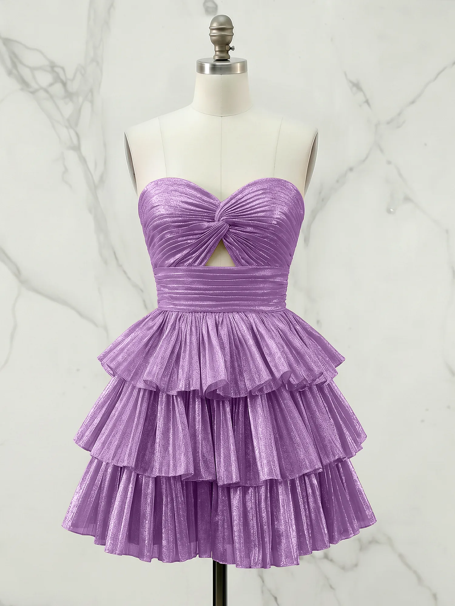 A Line Strapless Tiered Ruffle Homecoming Dress