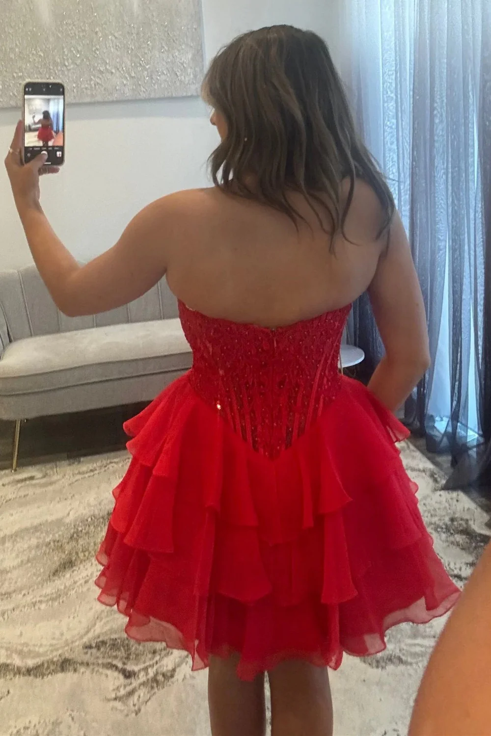 Romantic Sweetheart Lace-Up Corset A-Line Homecoming Dress 