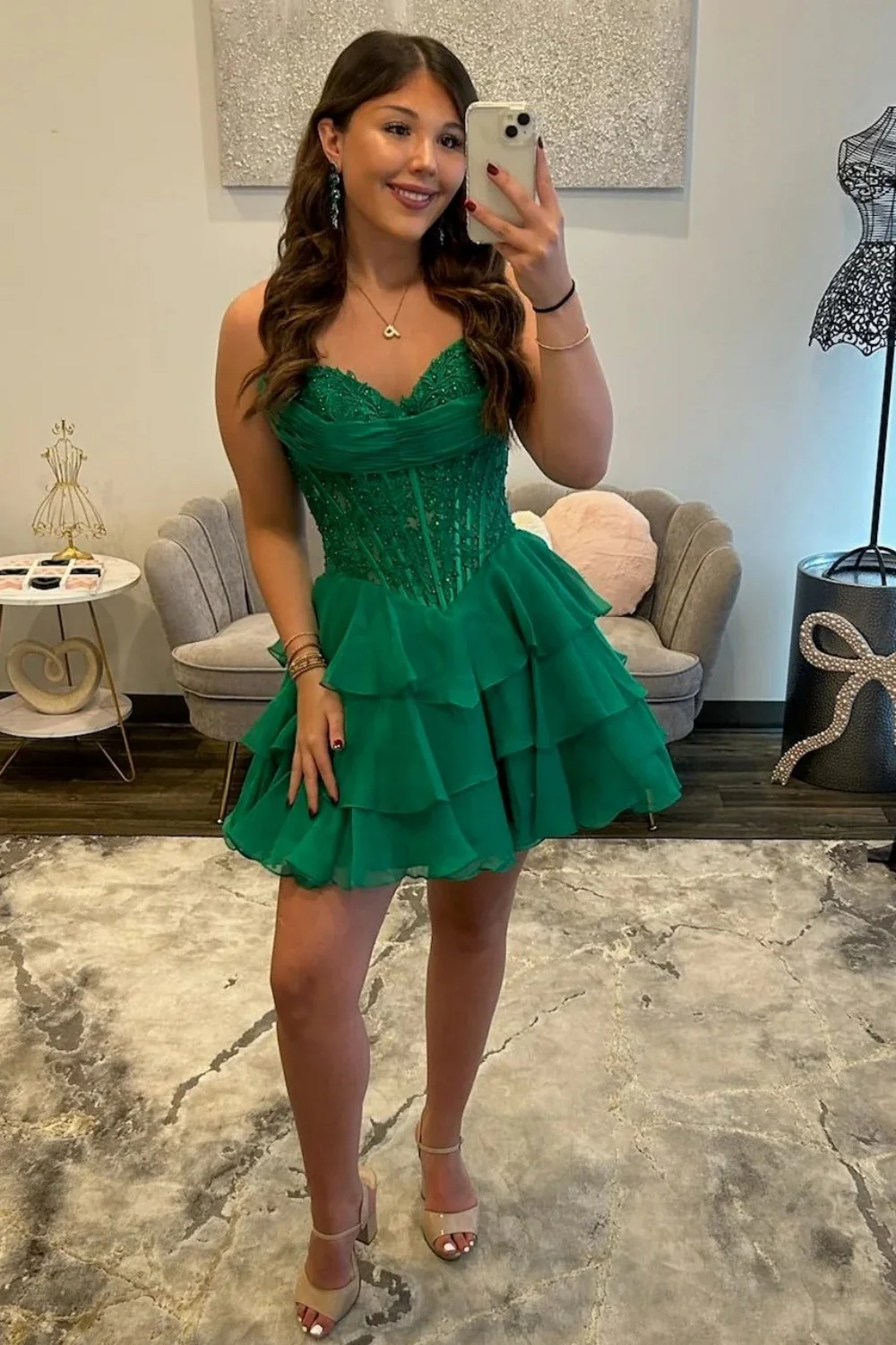 Romantic Sweetheart Lace-Up Corset A-Line Homecoming Dress 